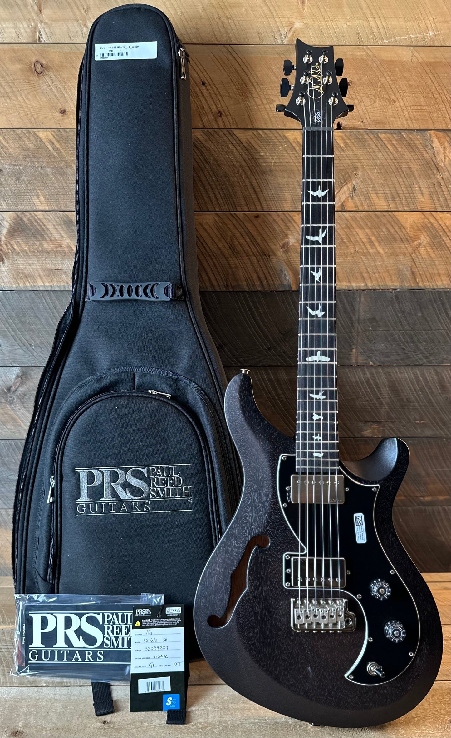PRS S2 Vela Semi-Hollow HHT Quimper Edition – Charcoal Satin Nitro USA Electric Guitar S2089207