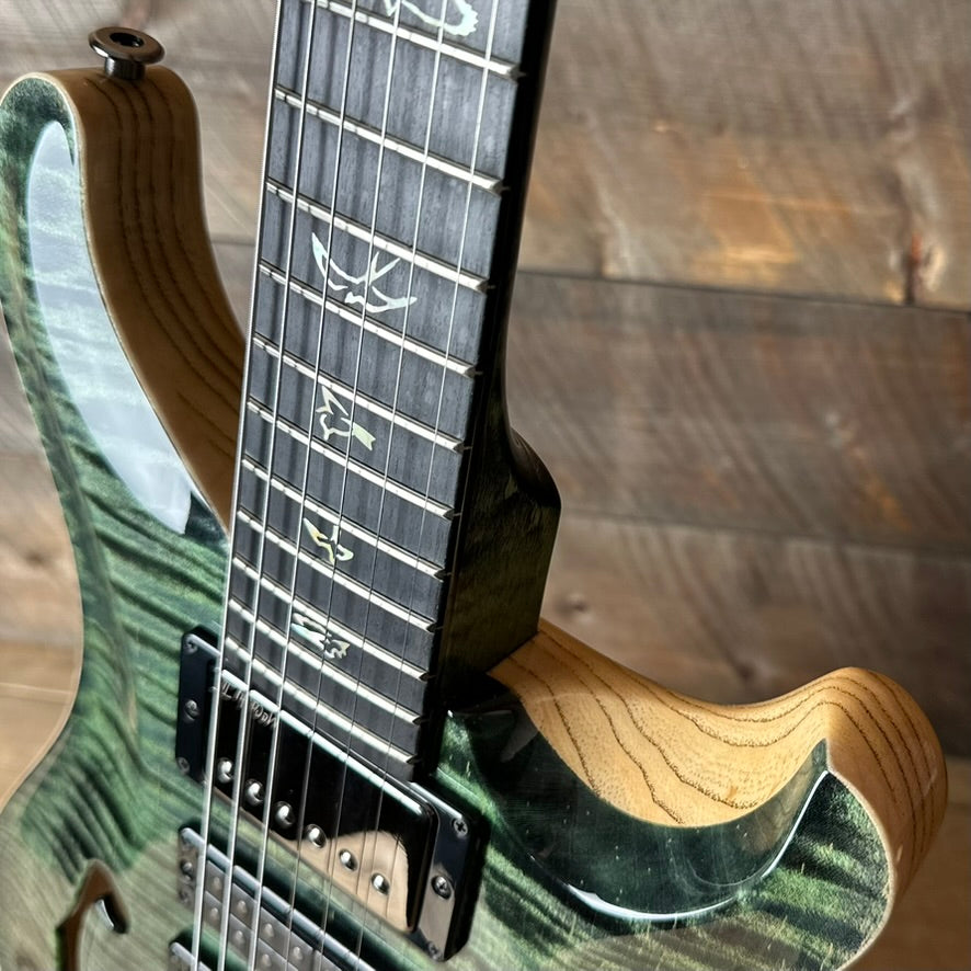 PRS Wood Library Special Semi-Hollow Artist Grade Top - Teal Black With Natural Back