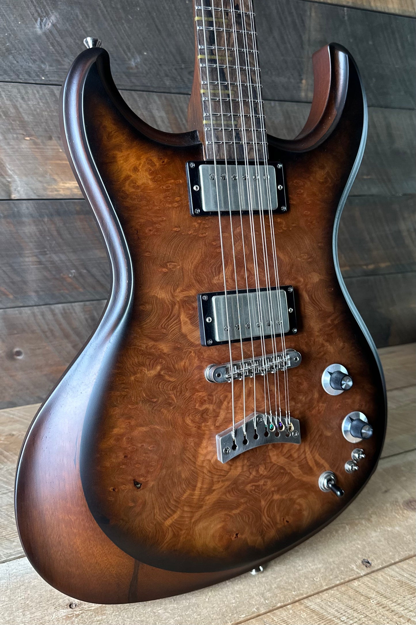 Dunable USA Custom Shop Gnarwhal 9 String Redwood Burl Top - Amber Burst 26074