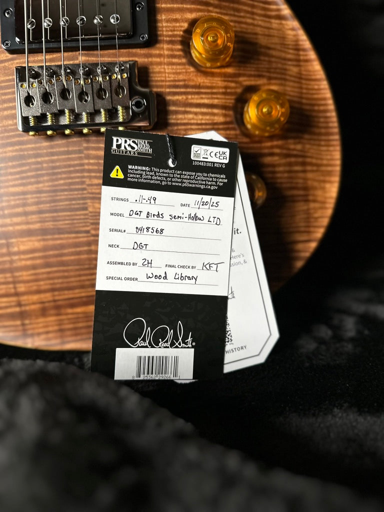 PRS Wood Library DGT Semi-Hollow David Grissom Signature, Flamed Maple 10-Top, Smoked Black Hardware - Satin Copperhead 418568