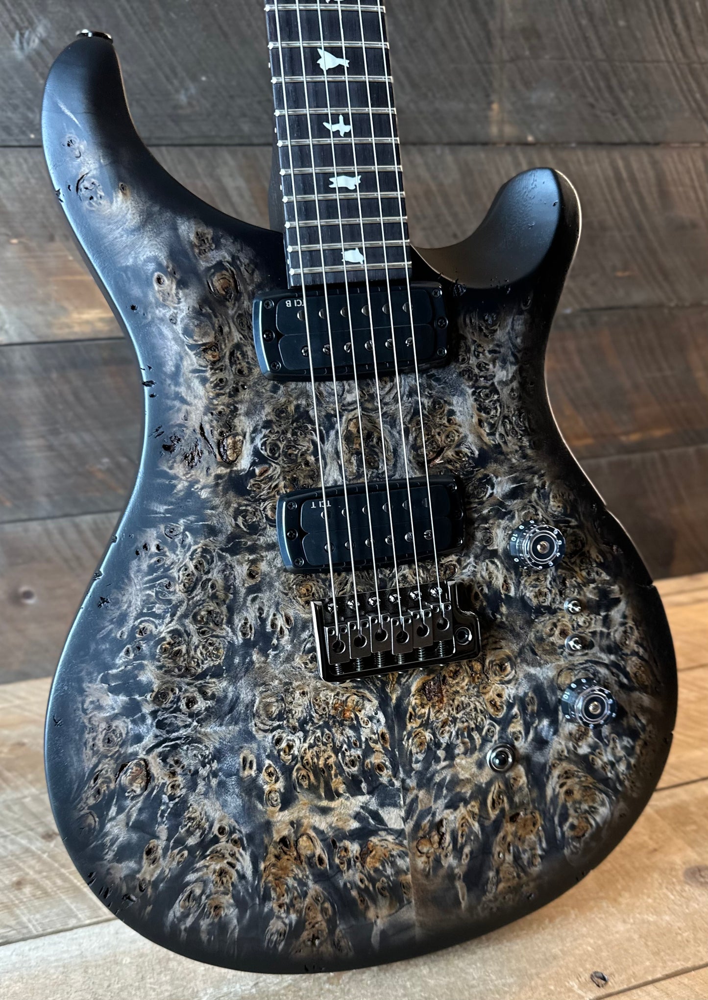 PRS Limited Wood Library Select S2 Custom 24-08 Poplar Burl Top - Charcoal Burst S2088766