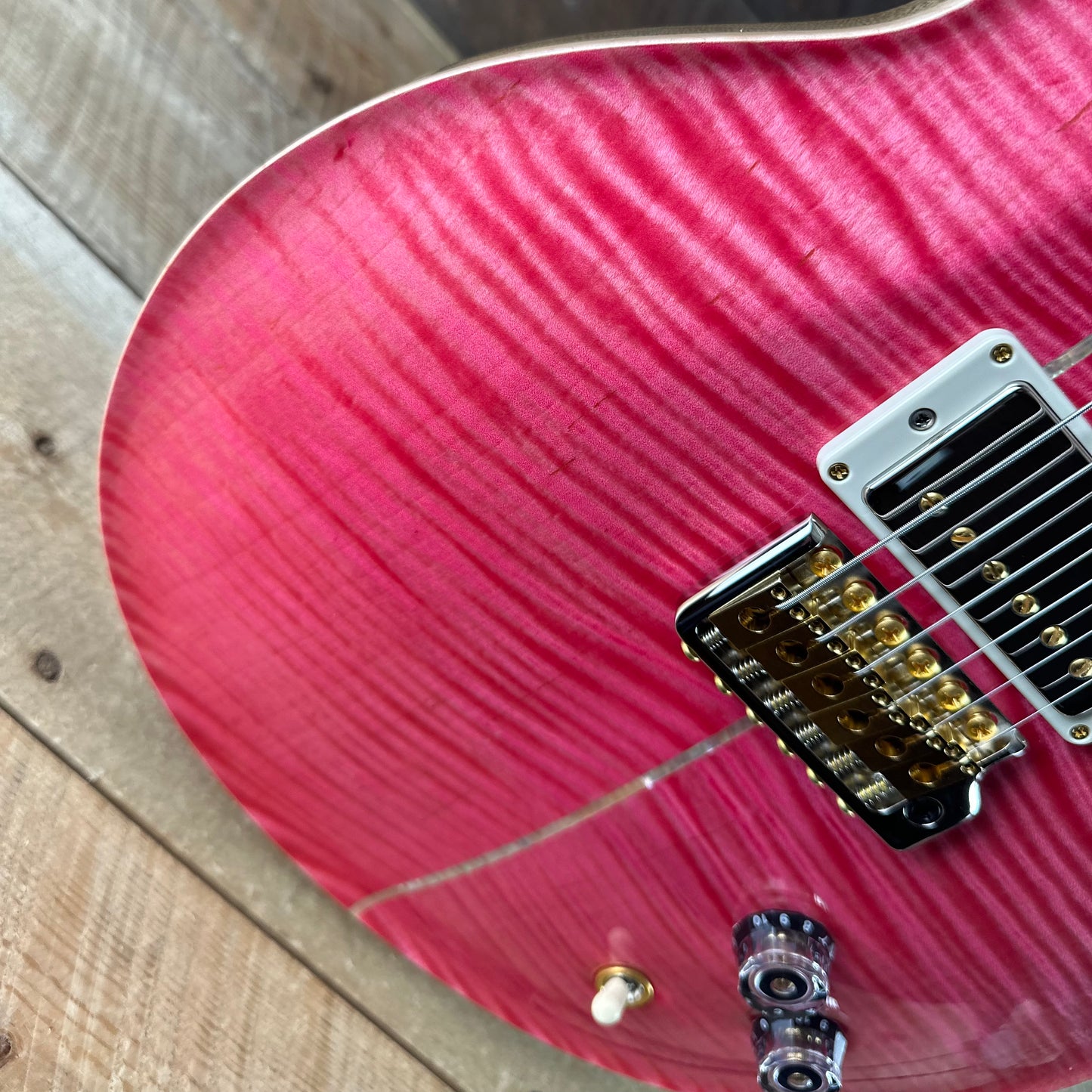 PRS Wood Library Santana Retro Korina Back & Neck Flame Maple 10 Top Ziricote FB!! - Bonnie Pink 418663