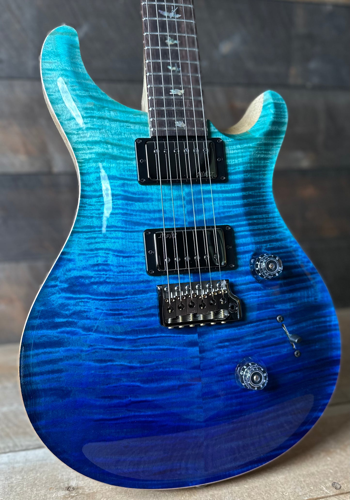 PRS Wood Library Custom 24 Flame Top  Brazilian Rosewood Fretboard!  - Blue Fade 411443