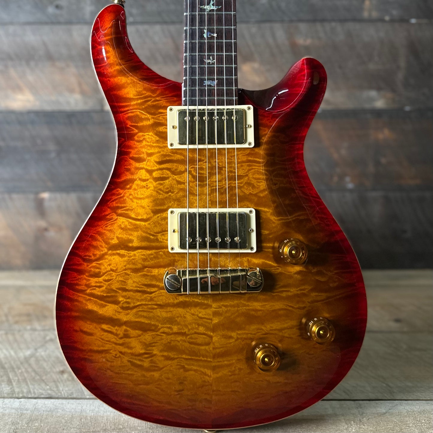 Used 2003 PRS Brazilian Custom 22, Artist Top, Hardtail, Gold Hardware - Dark Cherry Sunburst