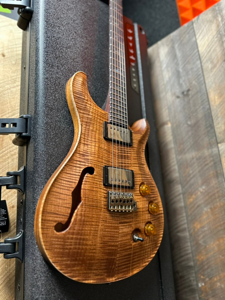 PRS Wood Library DGT Semi-Hollow David Grissom Signature , Rosewood Neck!, Flamed Maple 10-Top, Smoked Black Hardware - Satin Copperhead (Natural Back) 418143