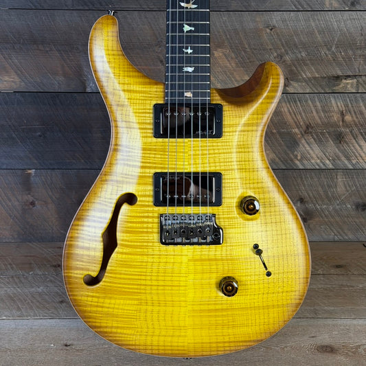 PRS Wood Library Custom 24 Fatback Semi-Hollow McCarty III Pickups Ebony Fretboard Satin Livingston Lemondrop Finish Stained Maple Neck 423673