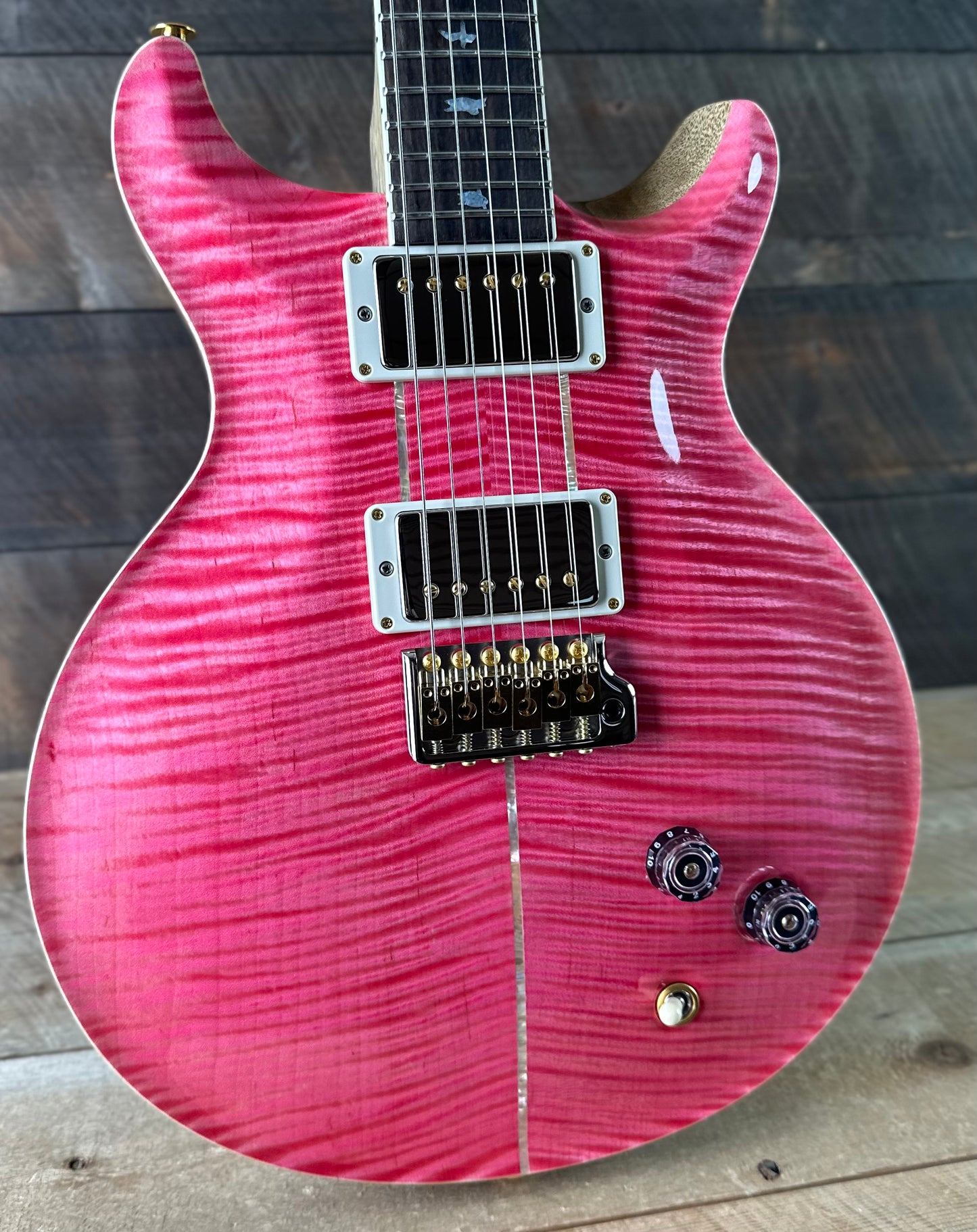 PRS Wood Library Santana Retro Korina Back & Neck Flame Maple 10 Top Ziricote FB!! - Bonnie Pink 418663