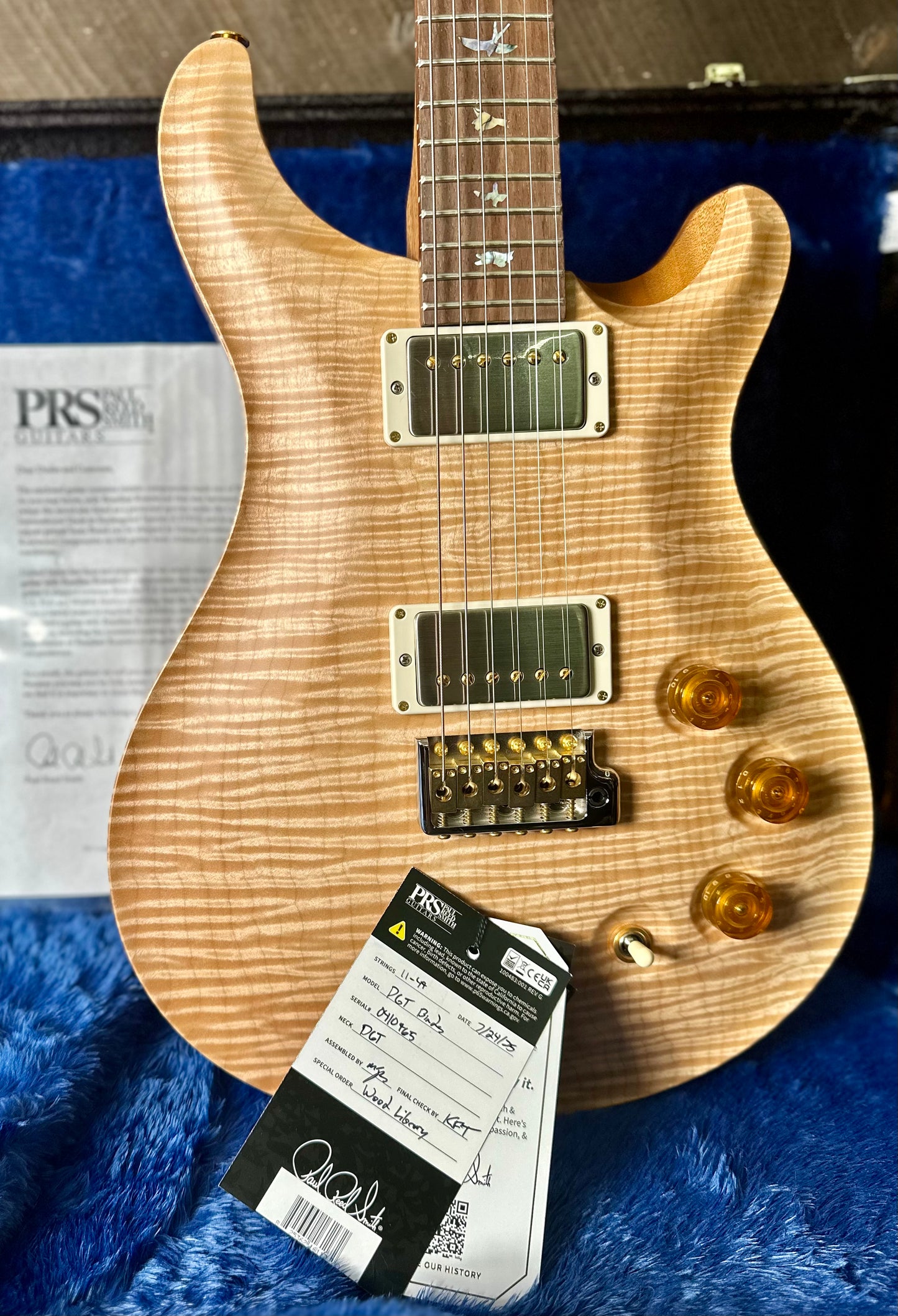 PRS DGT David Grissom Signature Wood Library ONE PIECE TOP!! Flame Maple 10 Top, Brazilian Rosewood FB -Natural 410965