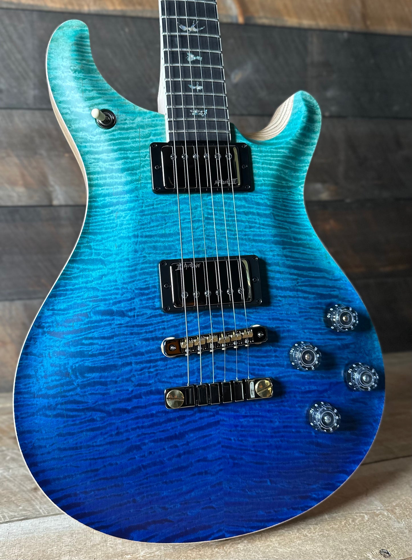 PRS Wood Library McCarty 594 Flamed Maple 10 Top, Swamp Ash Back, Flamed Maple Neck, Bound Ebony FB - Satin Blue Fade 418876