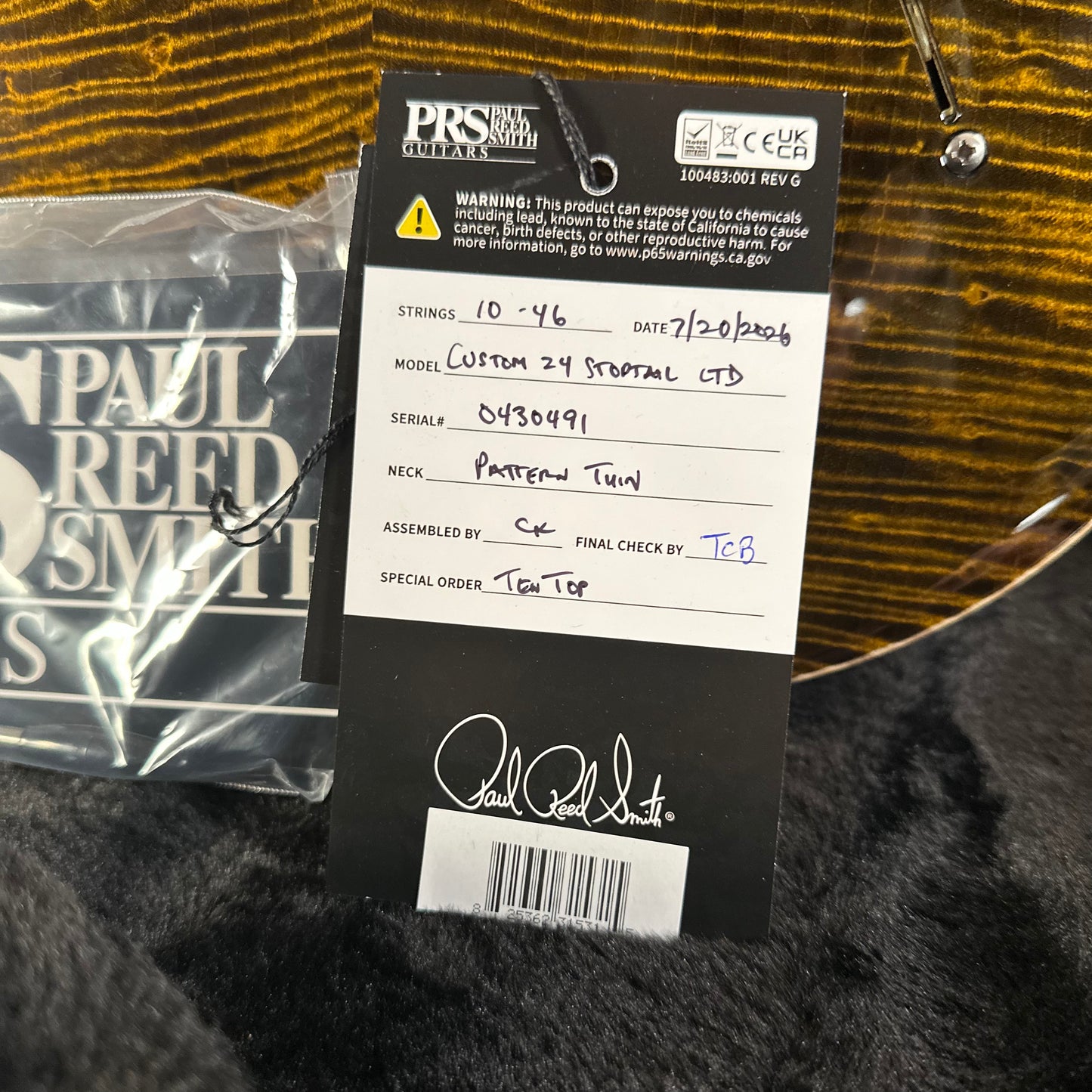 PRS Wood Library Custom 24 Stoptail Limited Edition - Tiger Eye (Natural Back) 430491