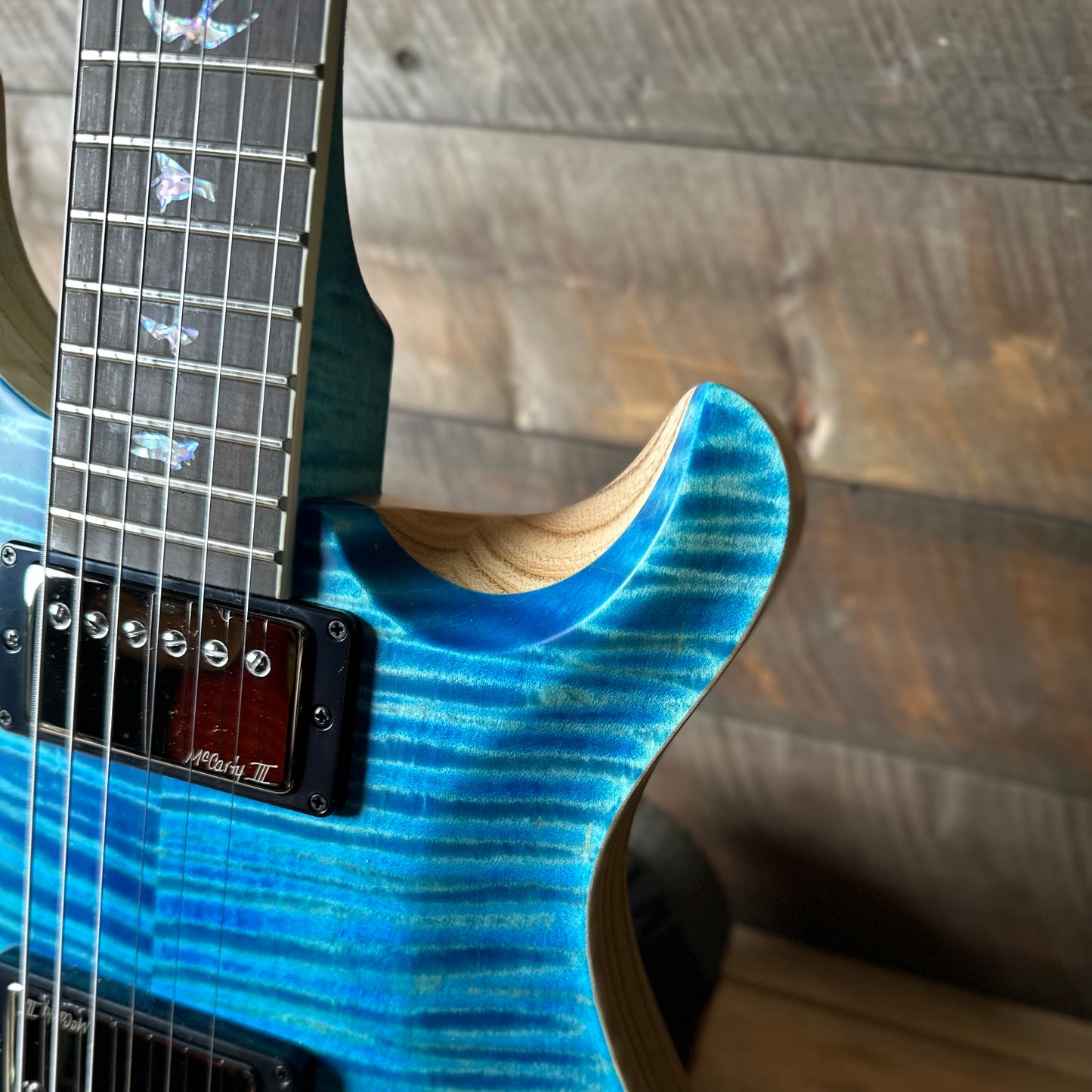 PRS Wood Library McCarty 594 Flamed Maple 10 Top, Swamp Ash Back, Stained Flamed Maple Neck, Bound Ebony FB - Satin Aquableux 418875