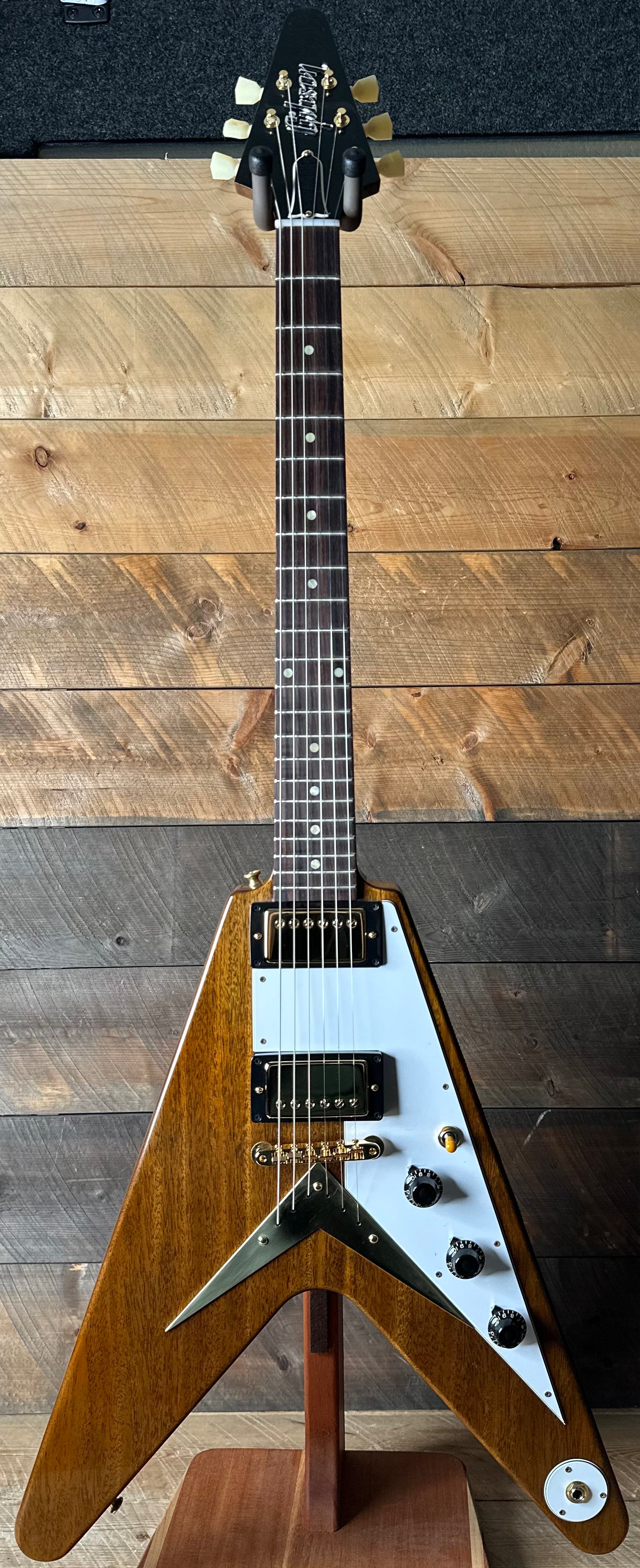 Gibson Custom 1958 Mahogany Flying V Reissue VOS *Only 6.35 Pounds!!* - Antique Natural 851264