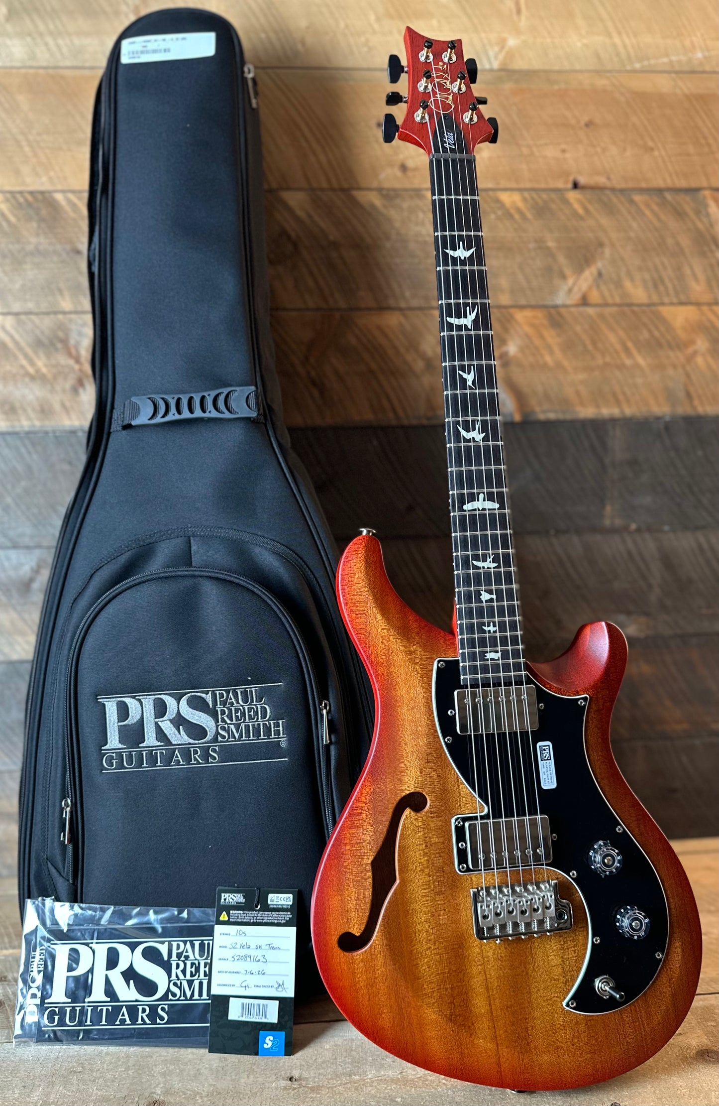 PRS S2 Vela Semi-Hollow HHT Quimper Edition – McCarty Sunburst Satin Nitro USA Electric Guitar S2089163