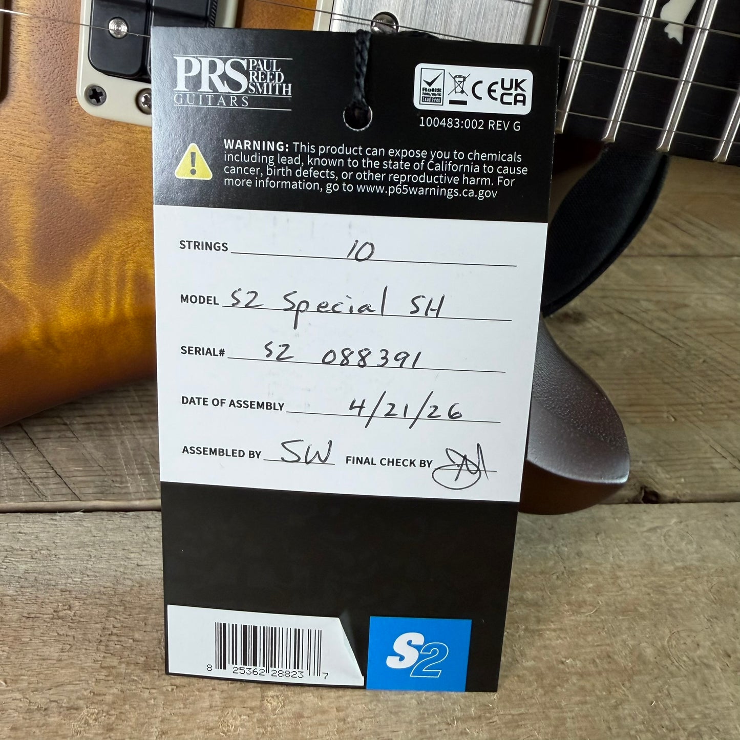 PRS S2 Wood Library Special Semi-Hollow Quilted Top Ebony Fretboard Satin McCarty Tobacco Sunburst S2088391
