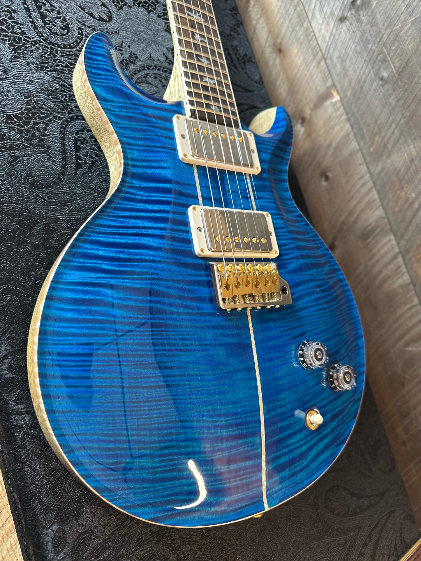 PRS Wood Library Santana Retro Korina Back & Neck, Ziricote FB - Aquamarine 430120