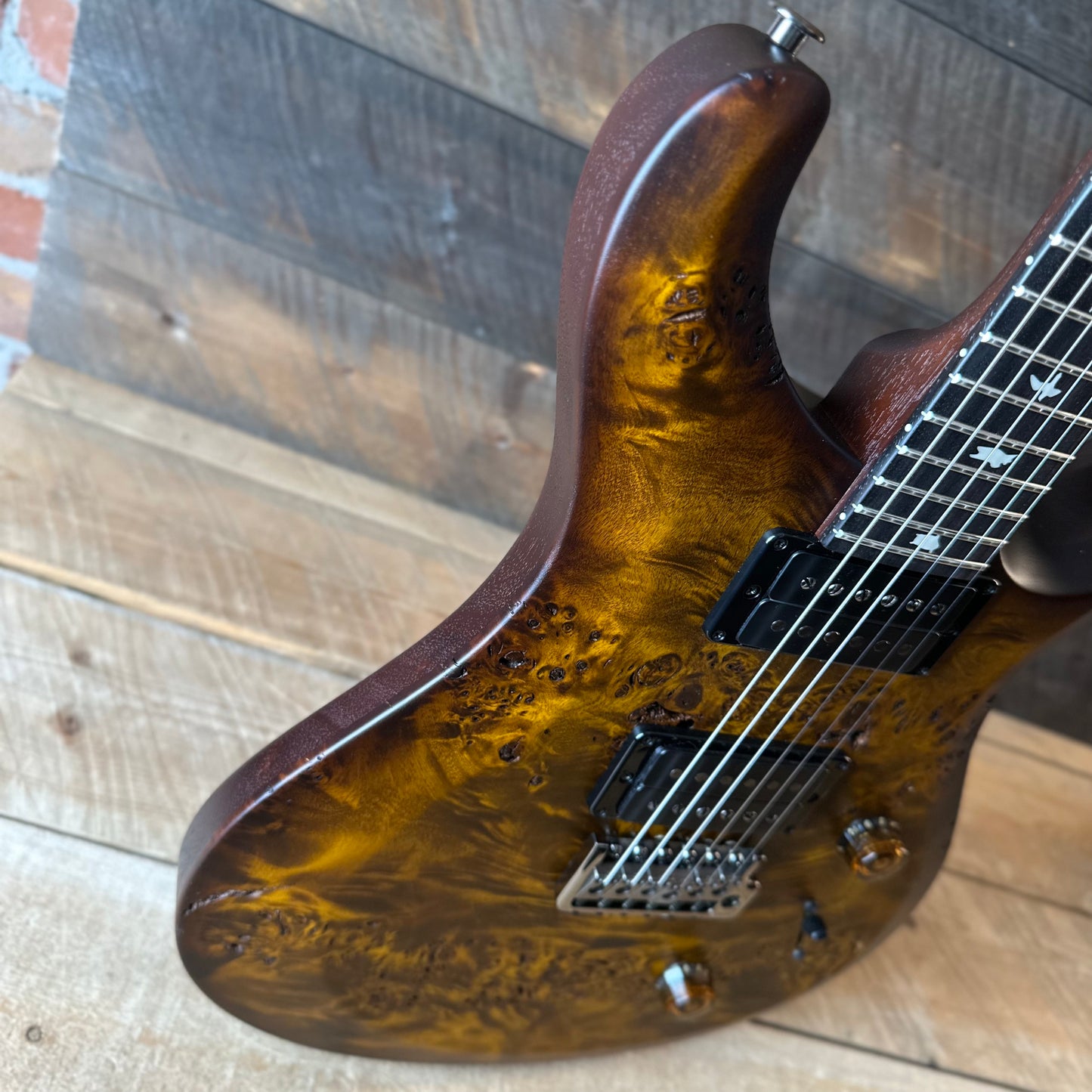 PRS Limited Wood Library Select S2 Custom 24 Poplar Burl Top - Black Gold Burst S2089084