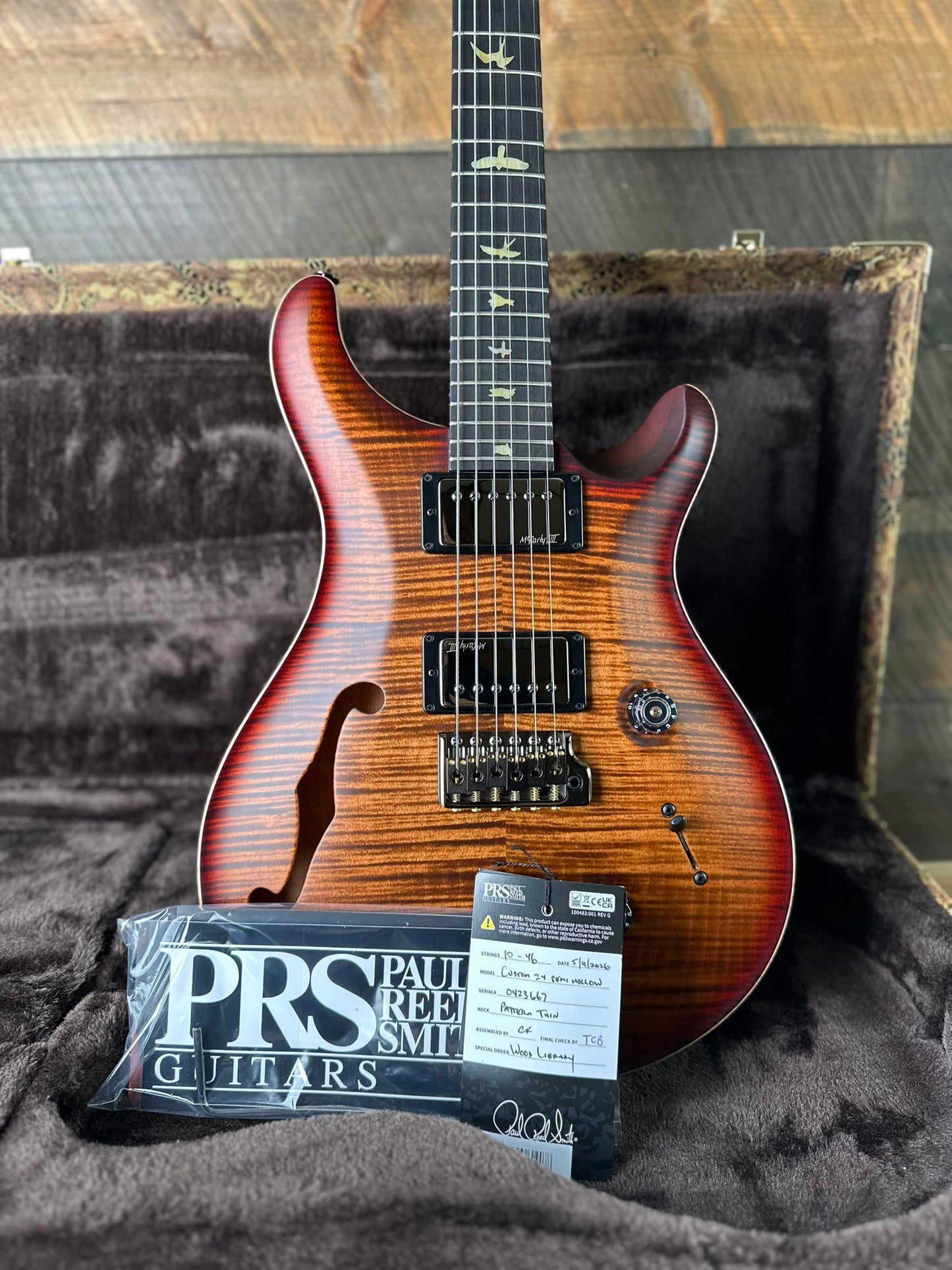 PRS Wood Library Custom 24 Fatback Semi-Hollow! - Satin Copperhead Cherryburst 423667