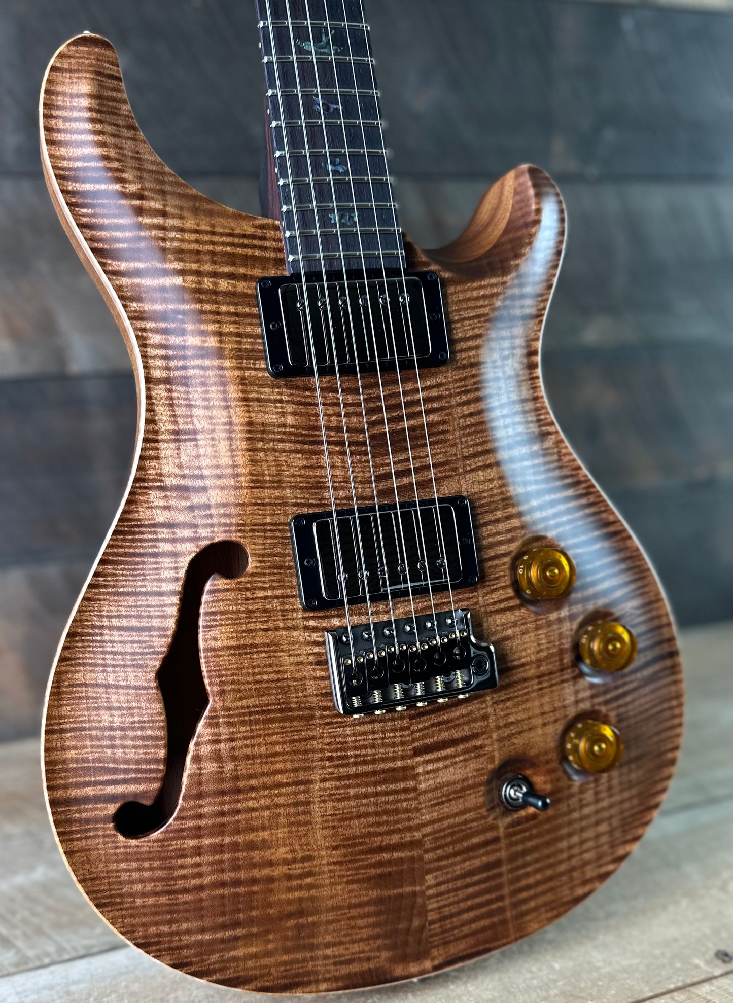 PRS Wood Library DGT Semi-Hollow David Grissom Signature Rosewood Neck! Flamed Maple 10-Top Smoked Black Hardware - Copperhead 418148