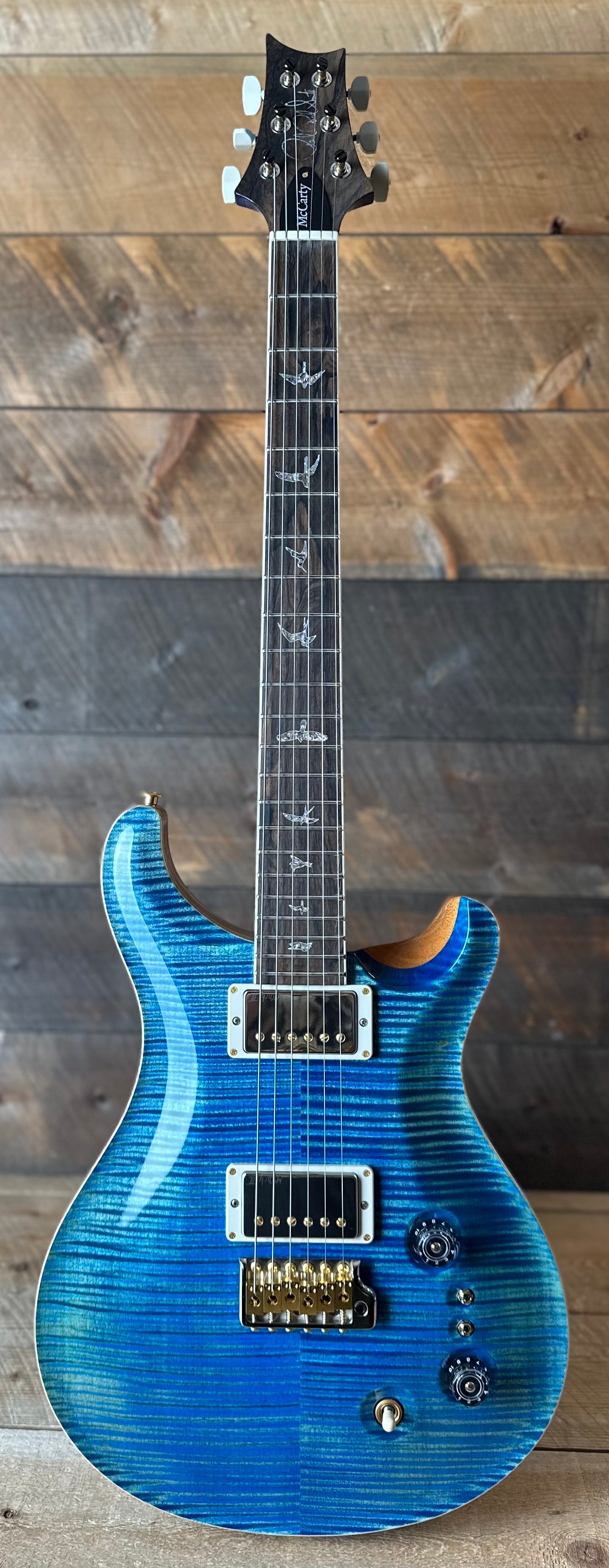 PRS Wood Library McCarty Tremolo w/ Dual Mini Toggles Flame Maple 10-top Ziricote FB - Arctic Blue Stained Neck 427978