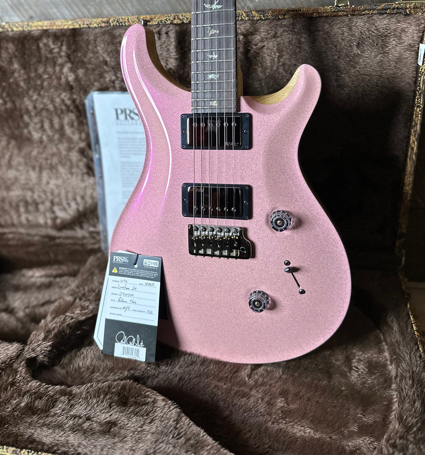 PRS Wood Library Custom 24 Flame Top  Brazilian Rosewood Fretboard!  - Custom Color Grandma Hannon Pink Sparkle Top!! 410304