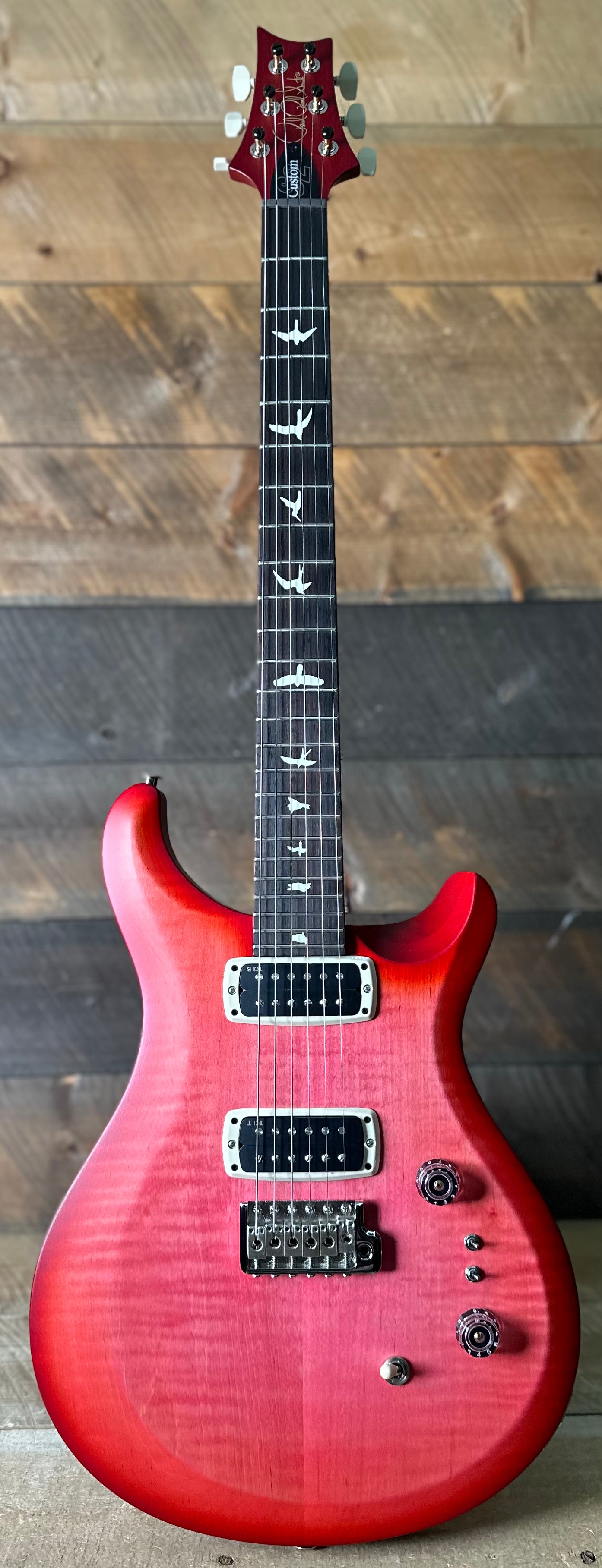 PRS S2 Wood Library Custom 24-08 QS Exclusive Satin Run! - Bonnie Pink Cherry Burst S2085531