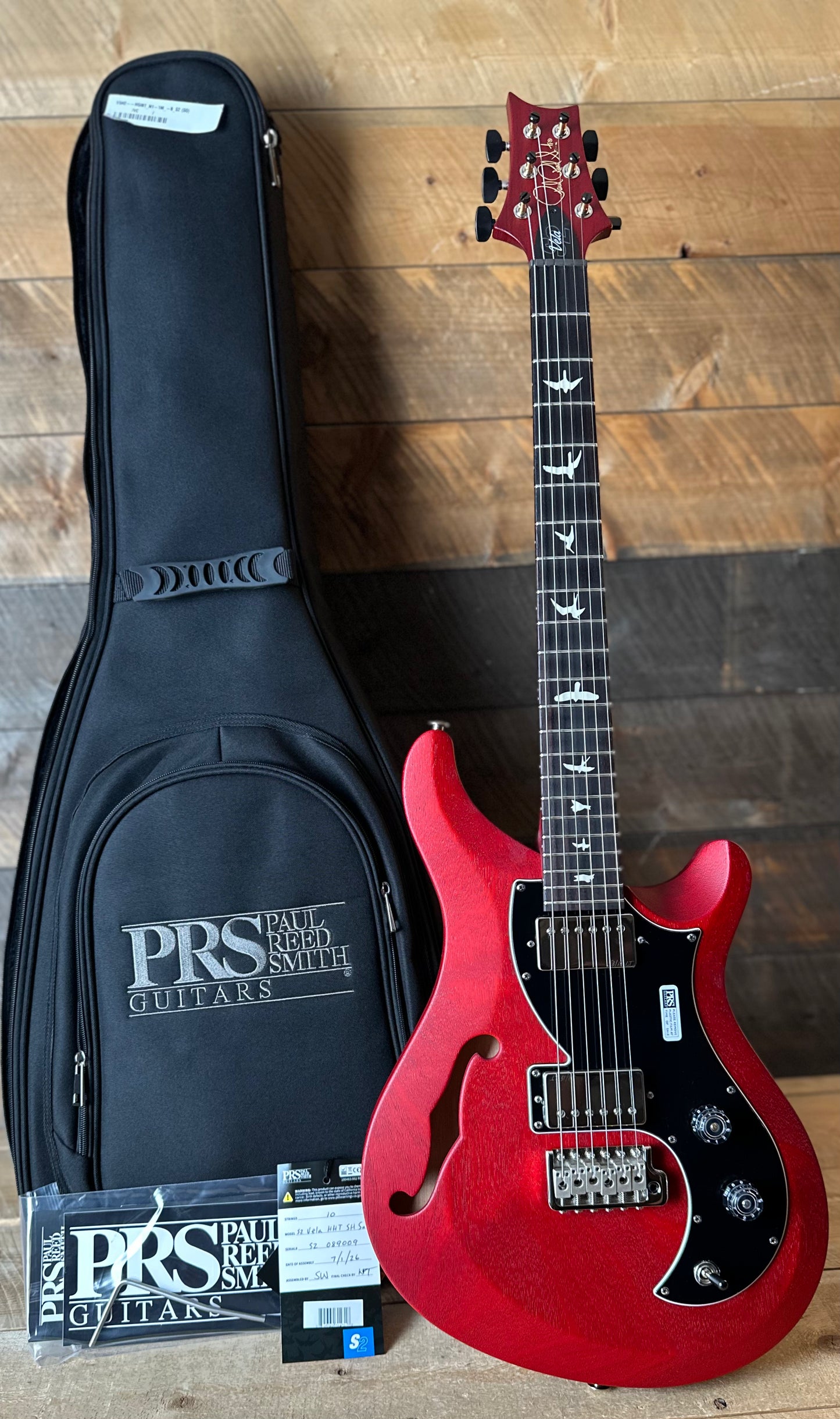 PRS S2 Vela Semi-Hollow HHT Quimper Edition – Vintage Cherry Satin Nitro USA Electric Guitar S2089009