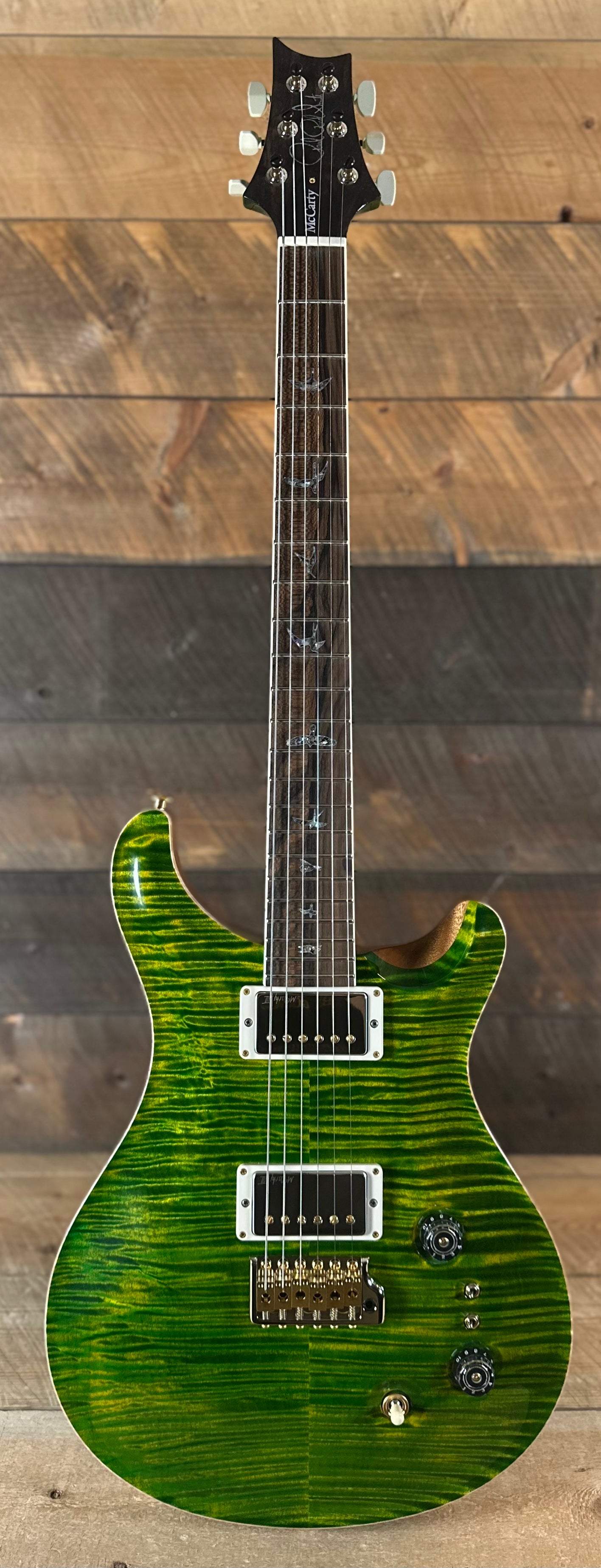 PRS Wood Library McCarty Tremolo w/ Dual Mini Toggles Flame Maple 10-top Ziricote FB - Emerald (Natural Back) 431243
