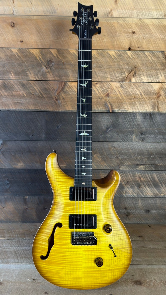 PRS Wood Library Custom 24 Fatback Semi-Hollow McCarty III Pickups Ebony Fretboard Satin Livingston Lemondrop Finish Stained Maple Neck 423673