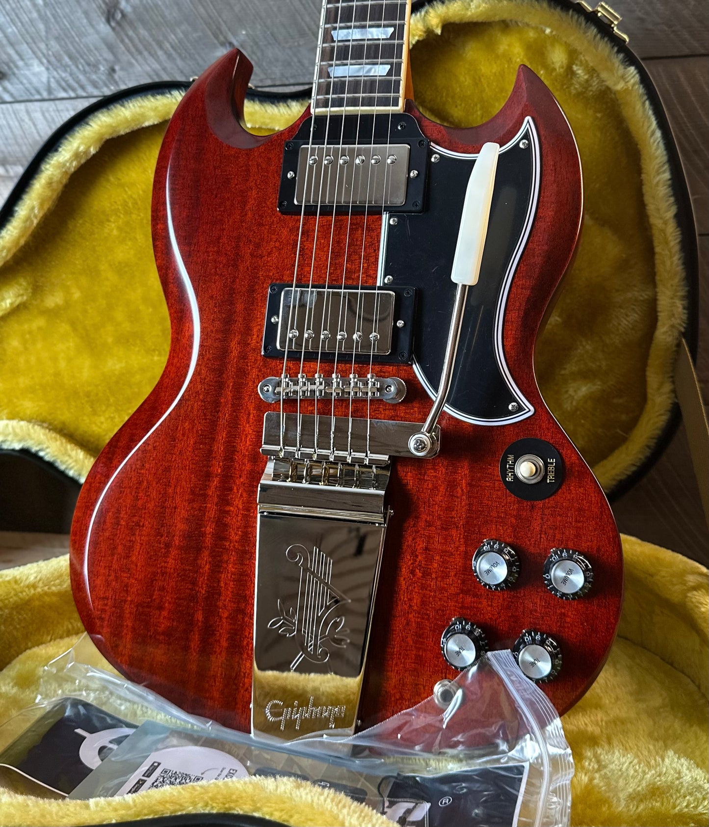 Epiphone Inspired By Gibson Custom 1964 SG Standard Reissue W/Maestro Vibrola - Cherry Red 26041525089