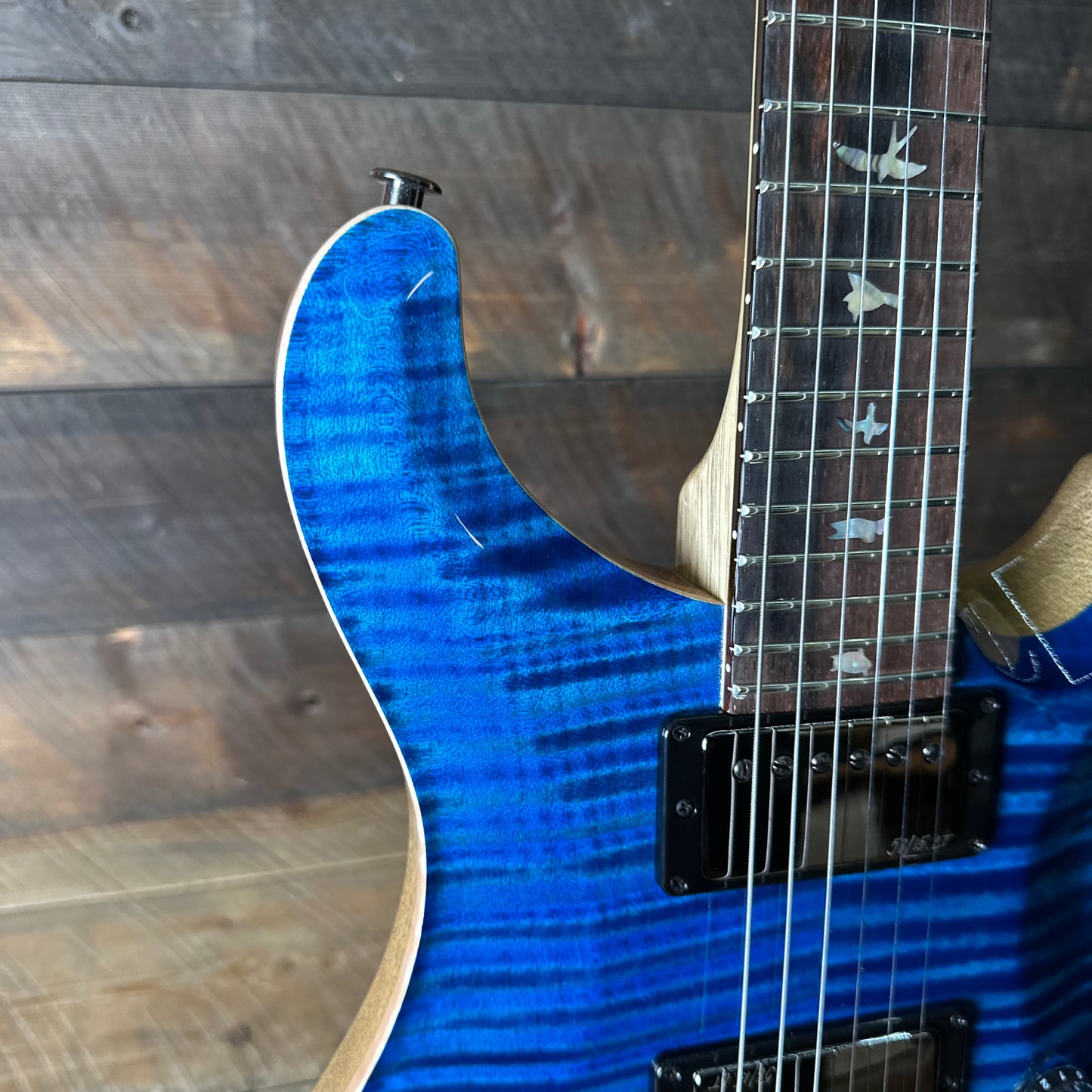 PRS Wood Library Custom 24 Flame Top  Brazilian Rosewood Fretboard!  - Aquamarine 411452