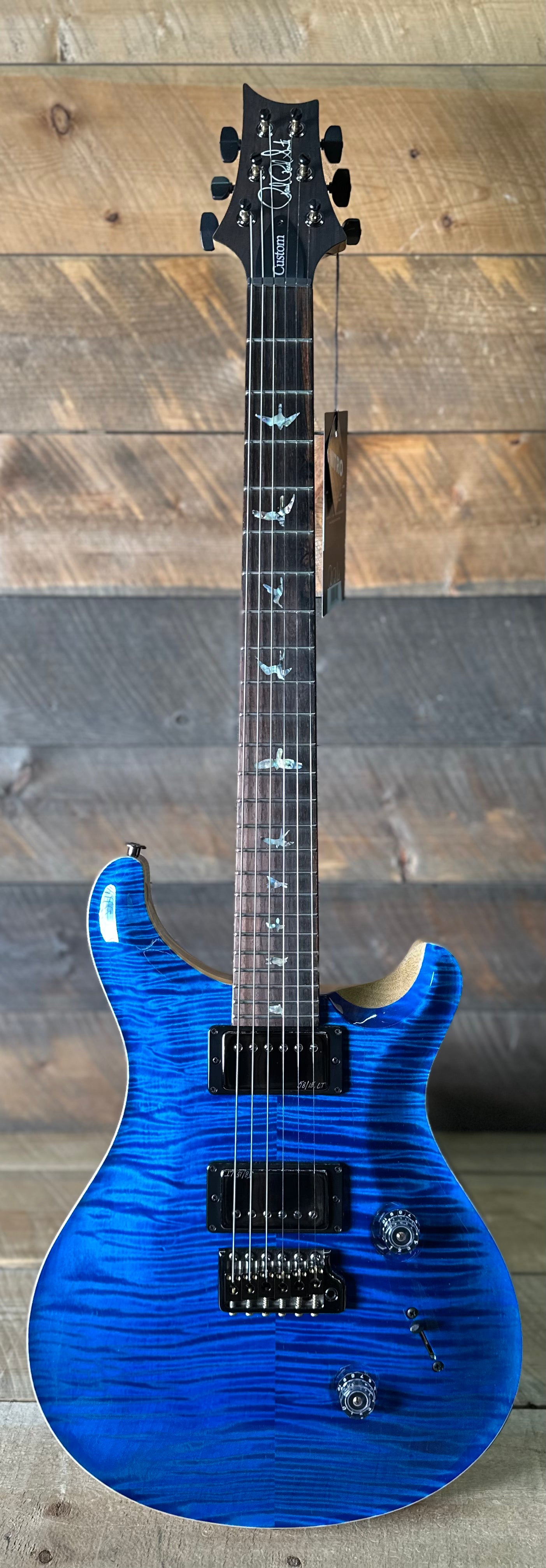 PRS Wood Library Custom 24 Flame Top  Brazilian Rosewood Fretboard!  - Aquamarine 411446