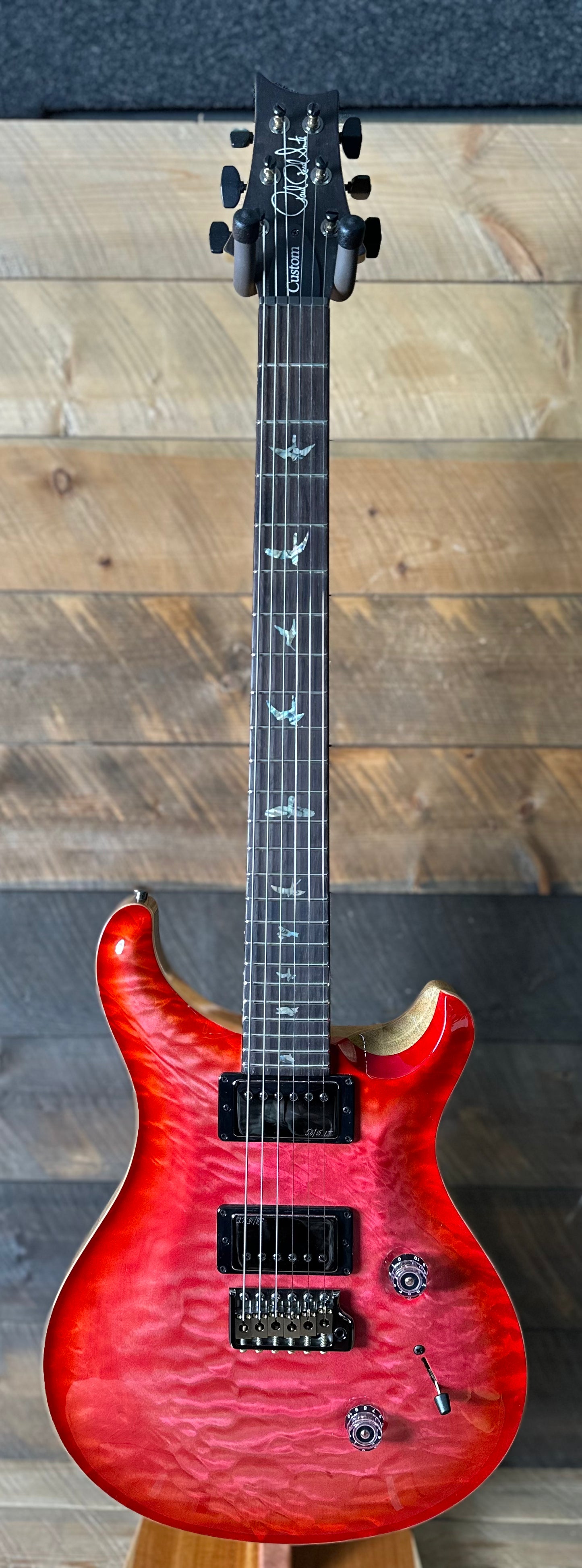 PRS Wood Library Custom 24 Quilt Top Brazilian Rosewood Fretboard! - Bonnie Pink Cherry Burst 410251