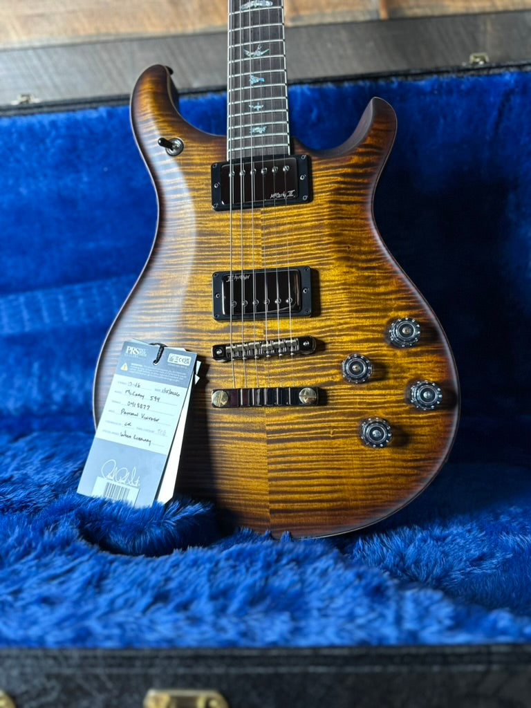 PRS Wood Library McCarty 594 Flamed Maple 10 Top, Swamp Ash Back, Stained Maple Neck, Bound Ebony FB - Satin Black Gold Burst 418877