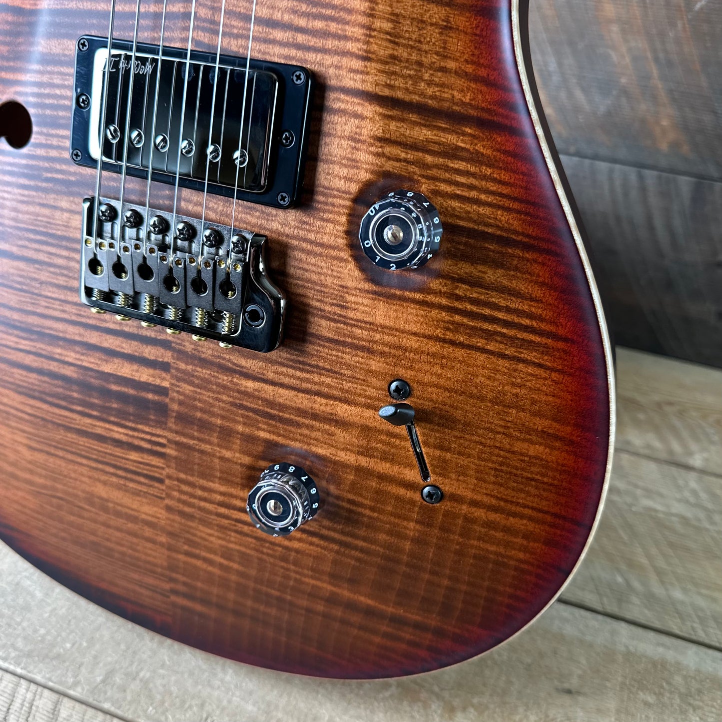 PRS Wood Library Custom 24 Fatback Semi-Hollow! - Satin Copperhead Cherryburst 423667