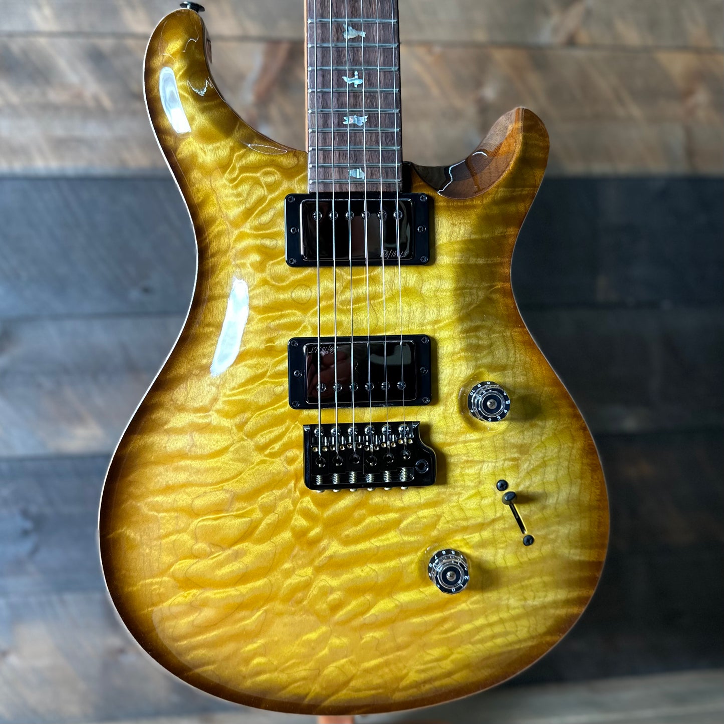 PRS Wood Library Custom 24 Quilt Top Brazilian Rosewood Fretboard! - Livingston Lemondrop 408160
