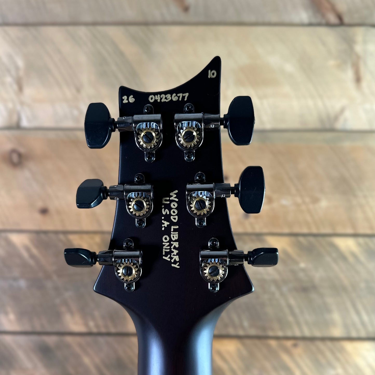 PRS Wood Library Custom 24 Amazing Quilted 10 top!!, Korina Body/Neck, Brazilian Rosewood FB - Satin Black Gold Burst 423677