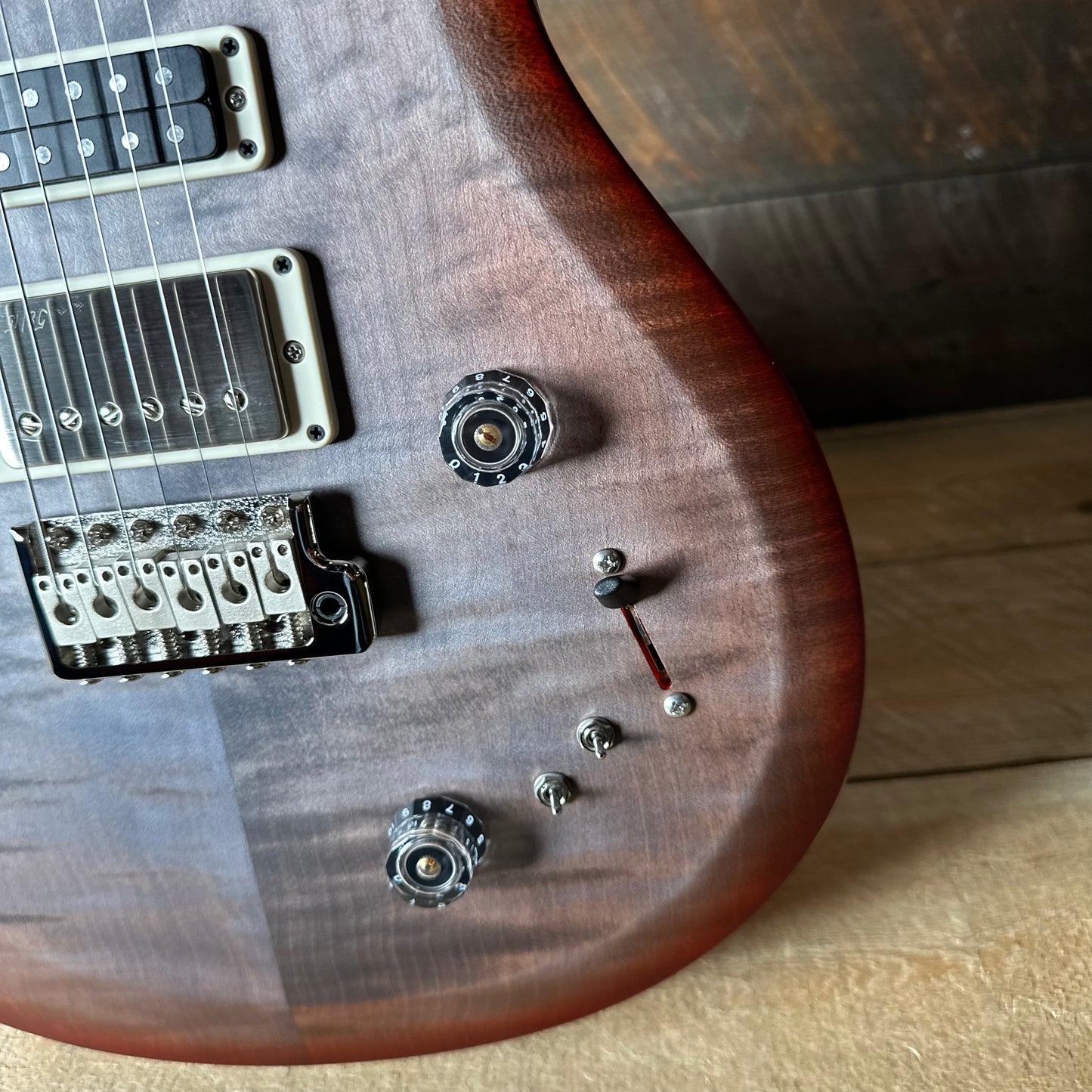 PRS S2 Wood Library Special Semi-Hollow Quilted Top - Satin Faded Grey Black Cherry Burst S2085243