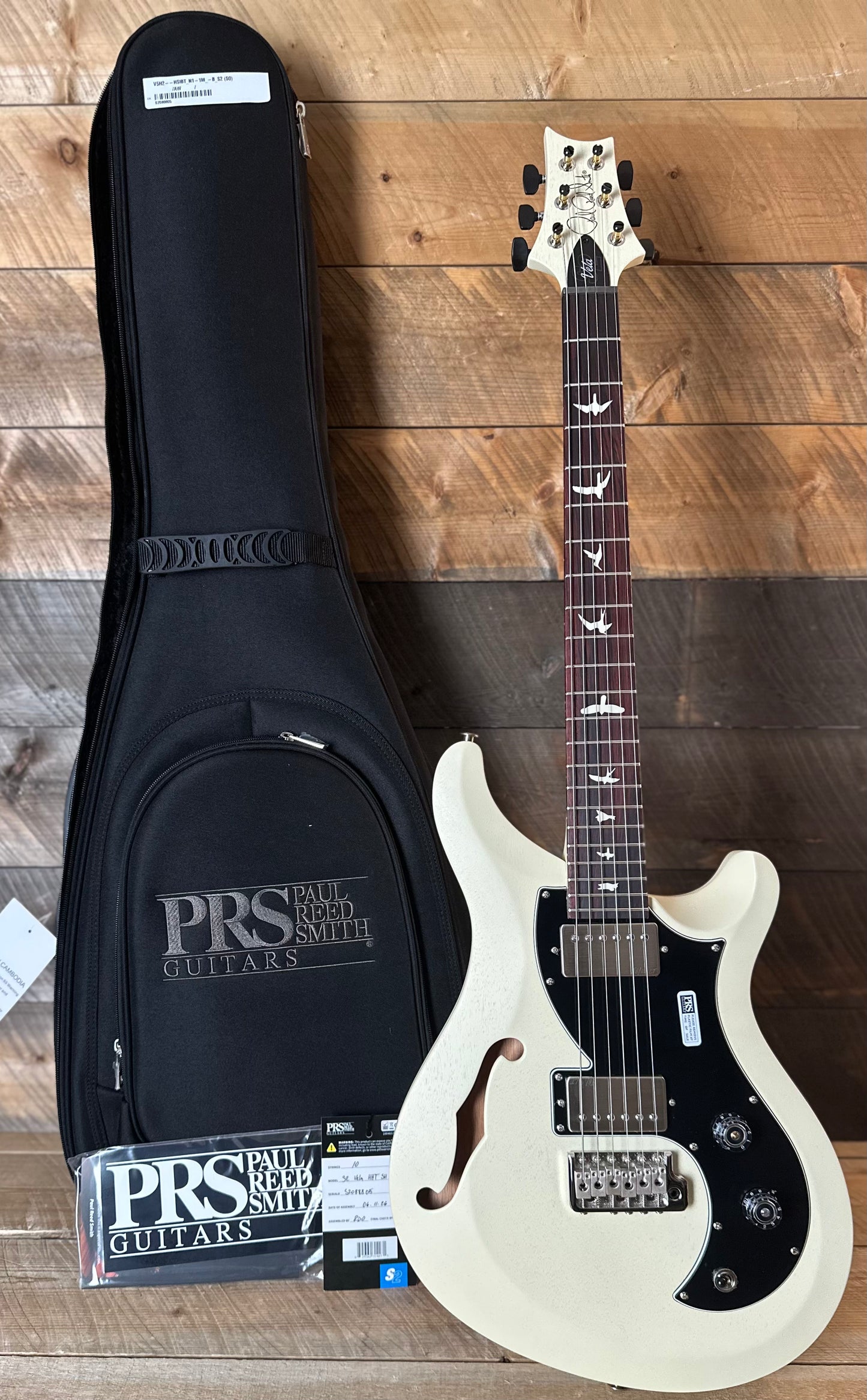 PRS S2 Vela Semi-Hollow HHT Quimper Edition – Antique White Satin Nitro USA Electric Guitar S2088805