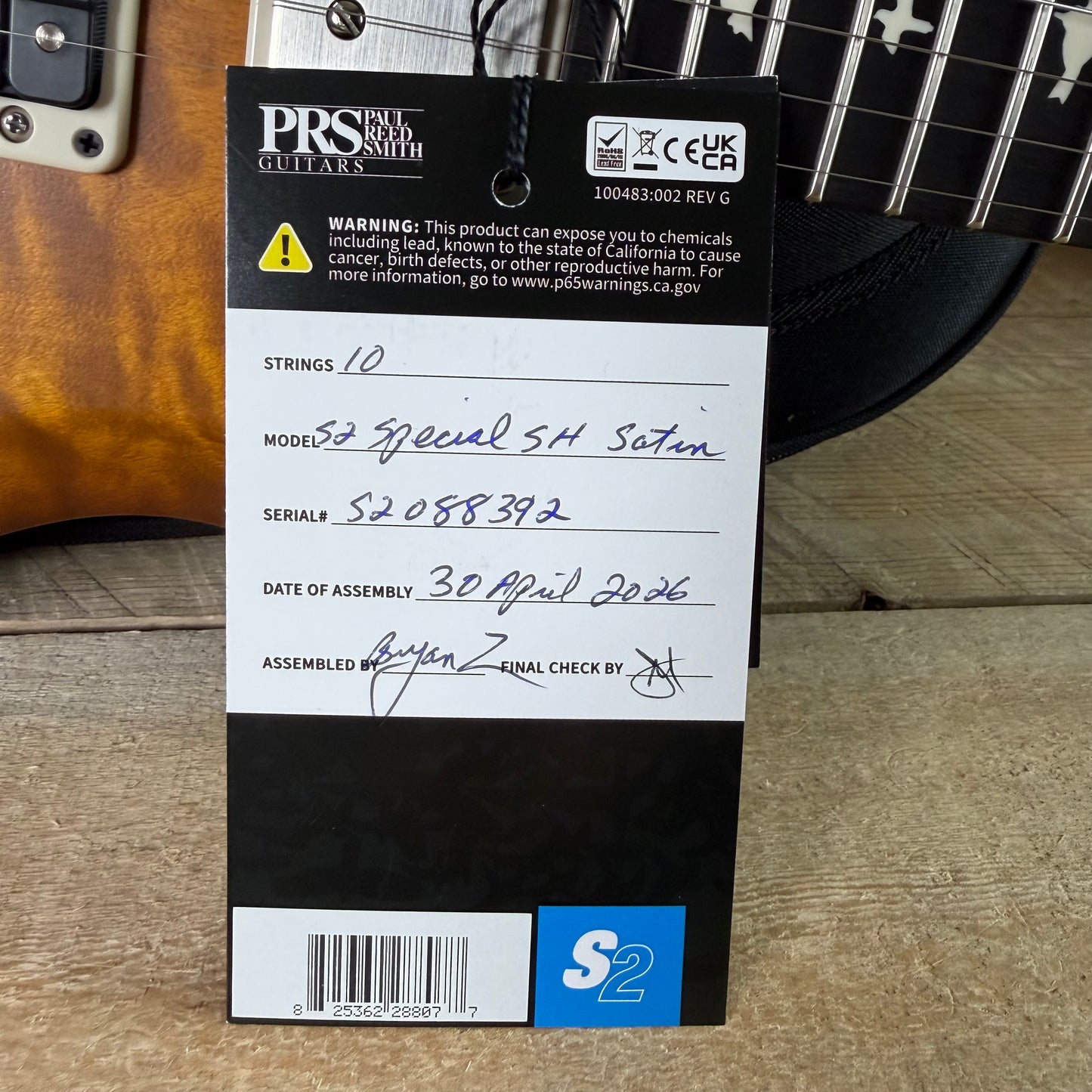 PRS S2 Wood Library Special Semi-Hollow Quilted Top Ebony Fretboard Violin Amber Sunburst  S2088392