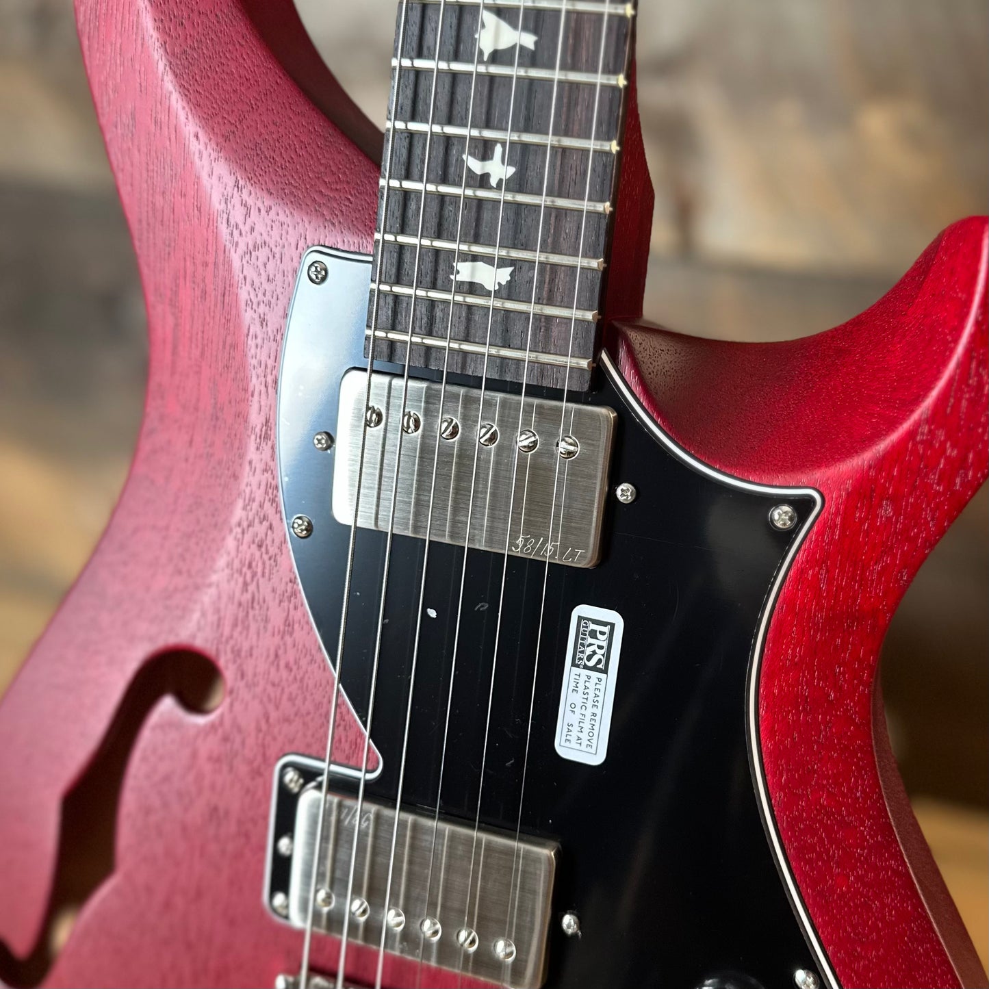 PRS S2 Vela Semi-Hollow HHT Quimper Edition – Vintage Cherry Satin Nitro USA Electric Guitar S2088910