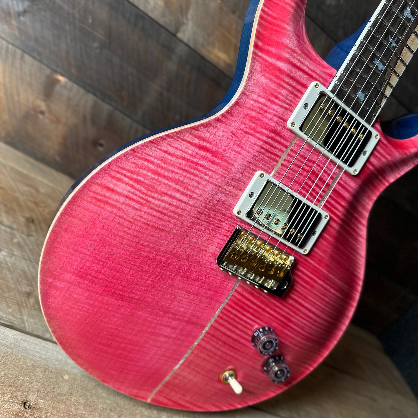 PRS Wood Library Santana Retro 10 Top, Korina Back & Neck, Ziricote FB!! - Bonnie Pink W/Blue Back! 418668