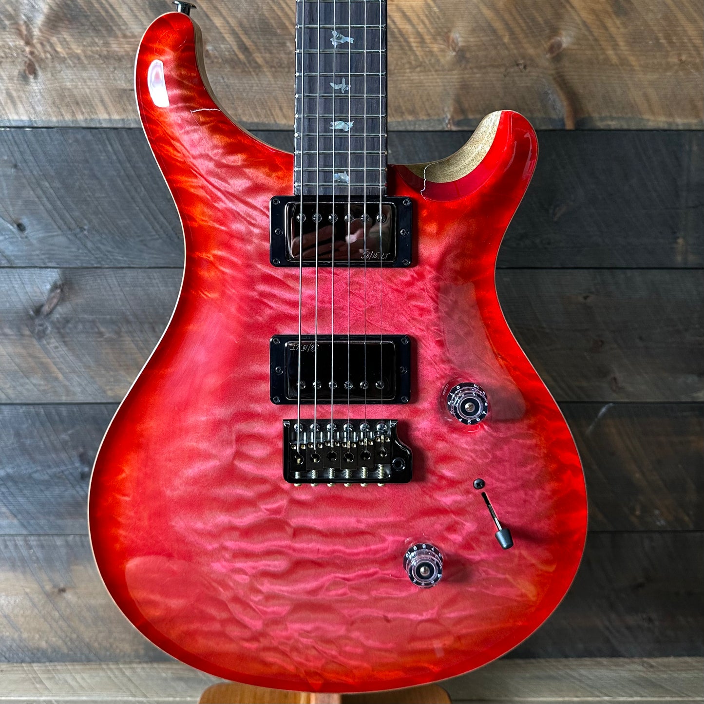 PRS Wood Library Custom 24 Quilt Top Brazilian Rosewood Fretboard! - Bonnie Pink Cherry Burst 410251