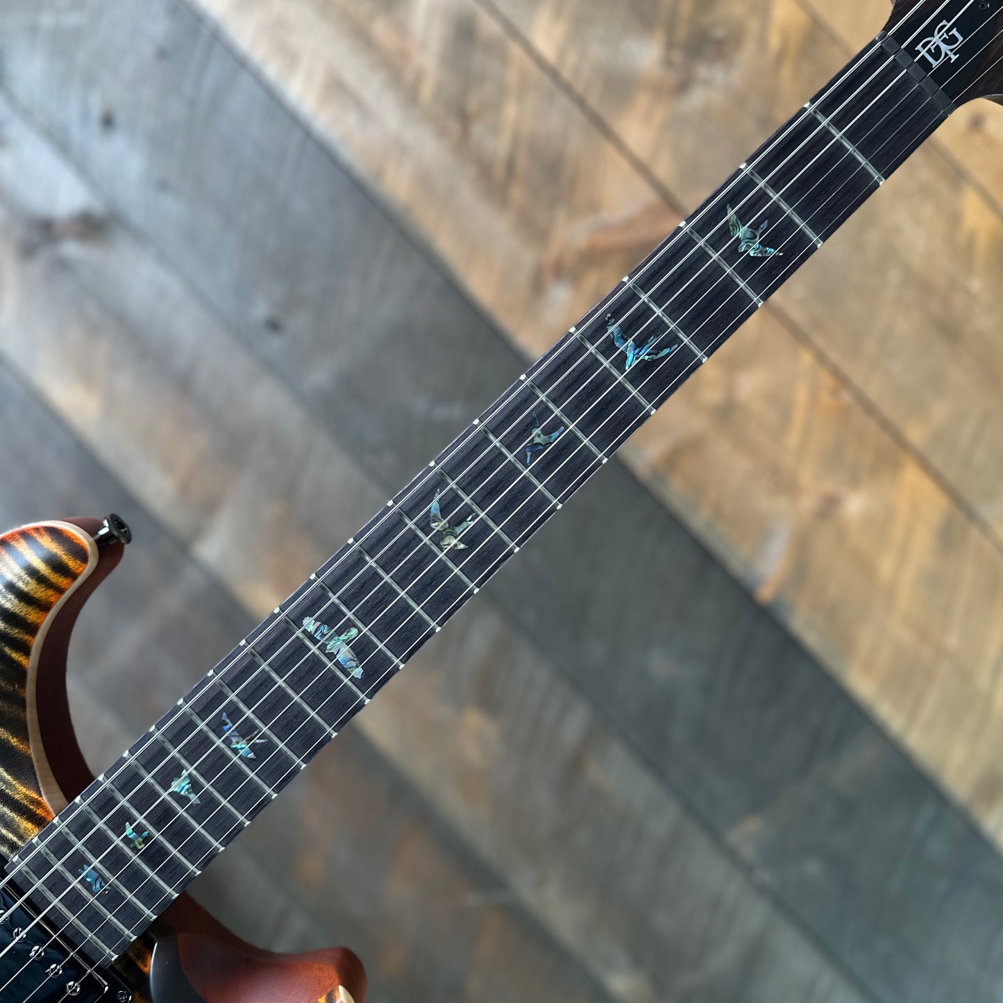 PRS Wood Library DGT Semi-Hollow David Grissom Signature Rosewood Neck! Flamed Maple 10-Top Smoked Black Hardware - Burnt Maple Leaf 418145