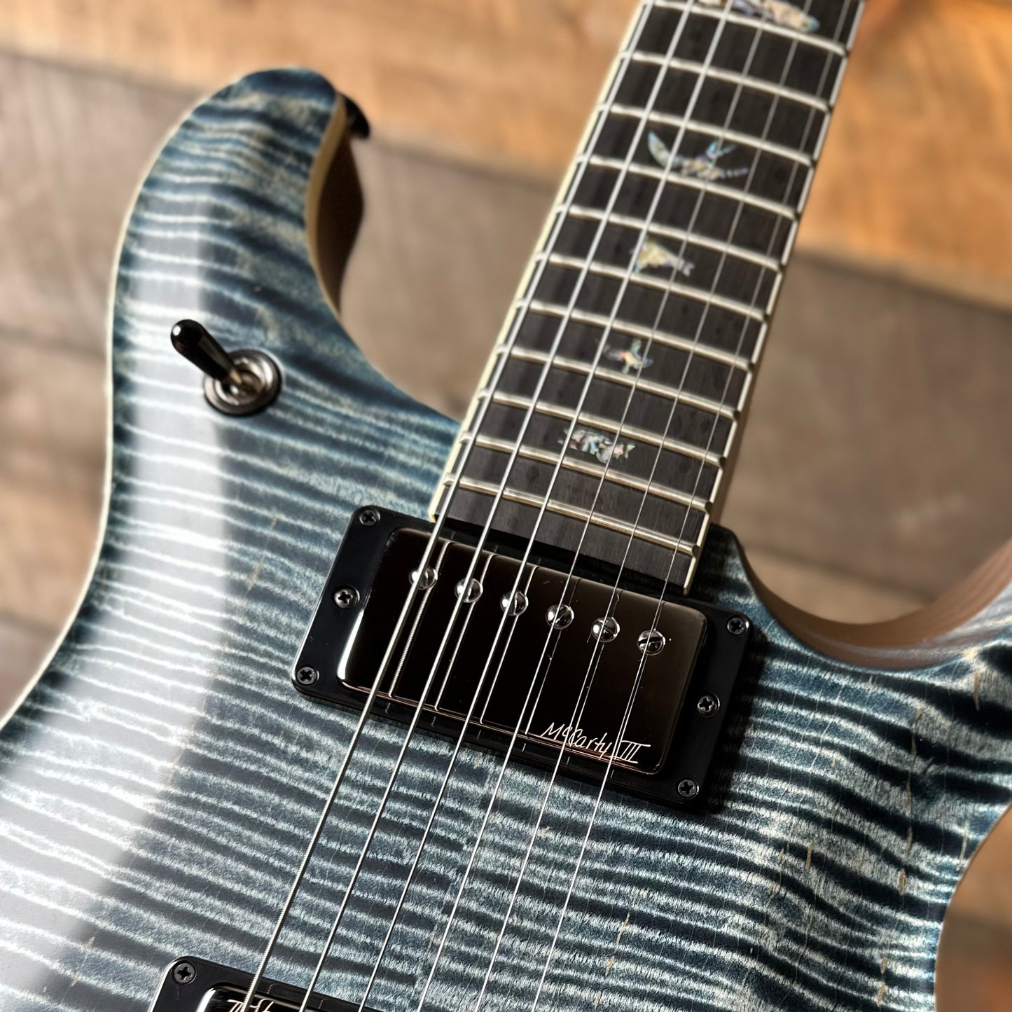 PRS Wood Library McCarty 594 Flamed Maple 10 Top, Swamp Ash Back, Stained Flamed Maple Neck, Bound Ebony FB - Satin Faded Whale Blue W/Dark Stained Back 418879