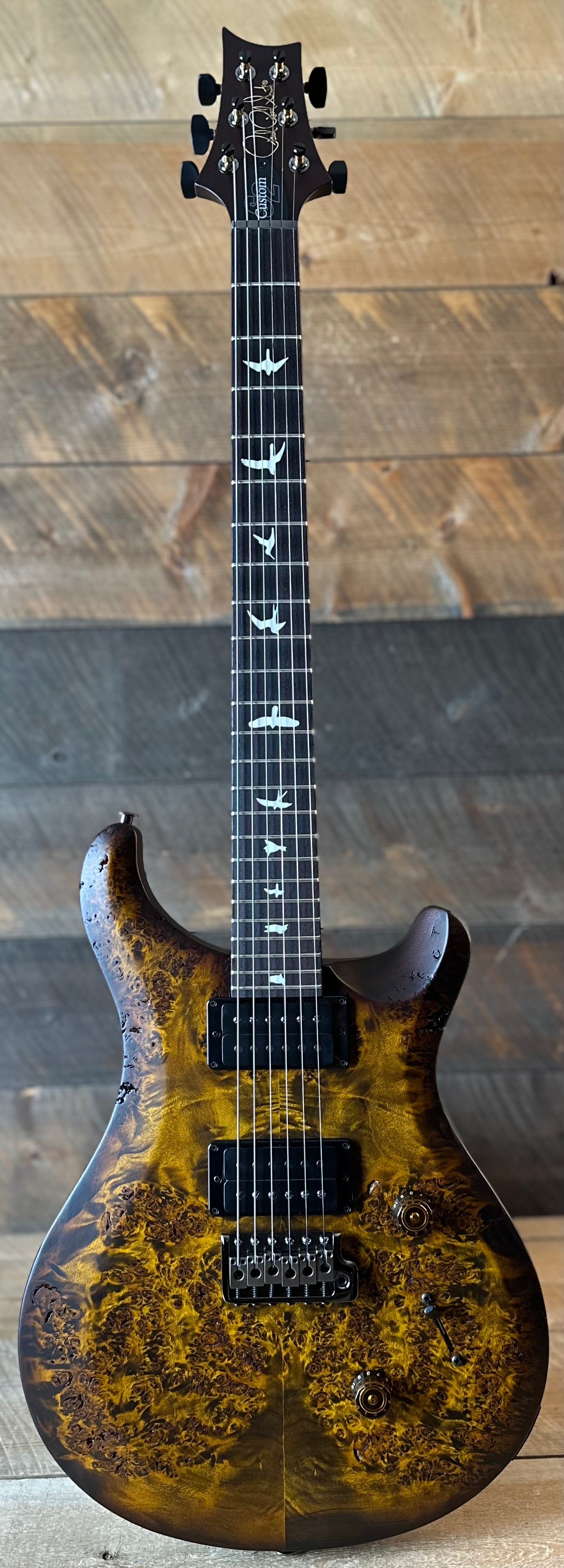 PRS Limited Edition Wood Library Select S2 Custom 24-08 Poplar Burl Top - Black Gold Burst  S2089070