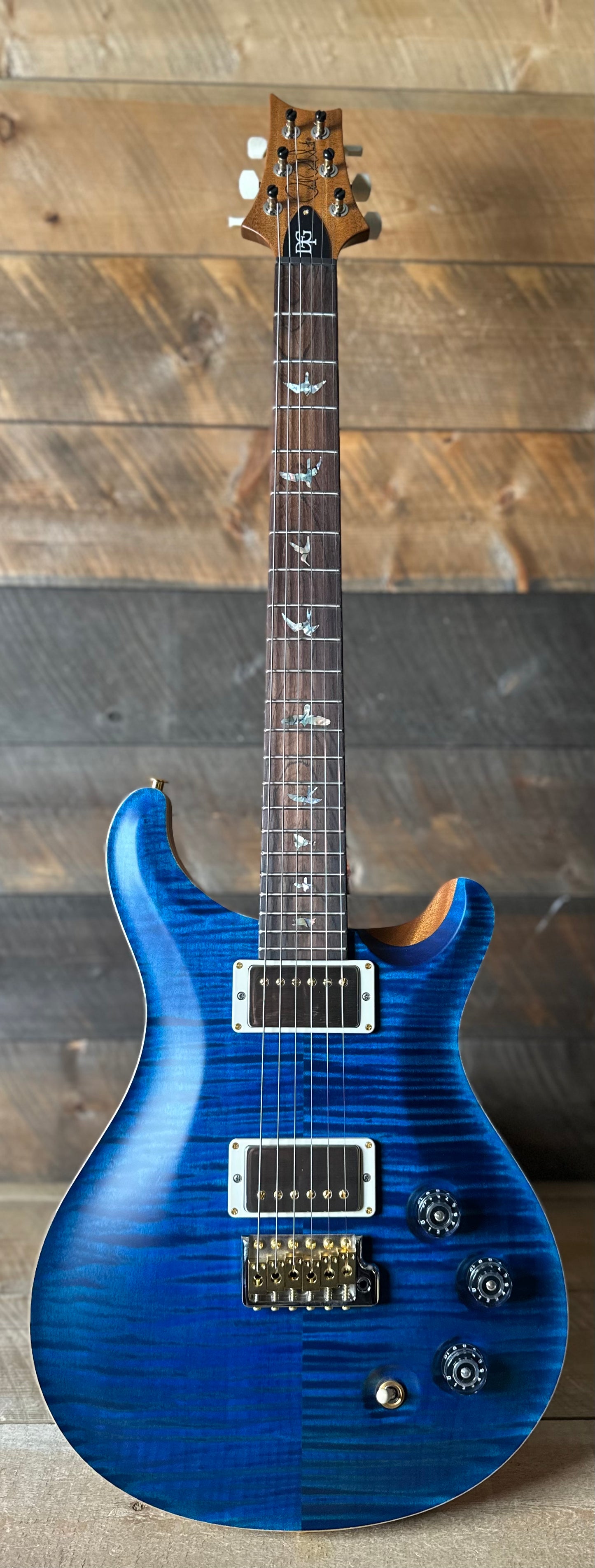 PRS DGT David Grissom Signature Wood Library Flame Maple 10 Top, Brazilian Rosewood FB - Aquamarine 410964