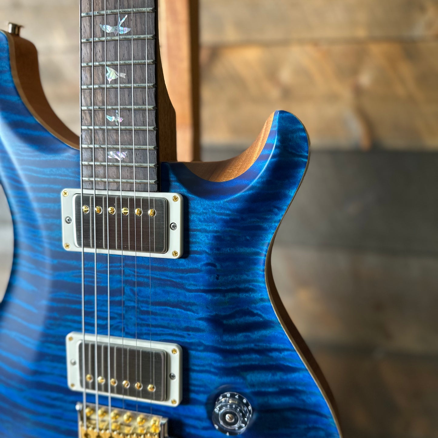 PRS DGT David Grissom Signature Wood Library Flame Maple 10 Top, Brazilian Rosewood FB - Aquamarine 410958