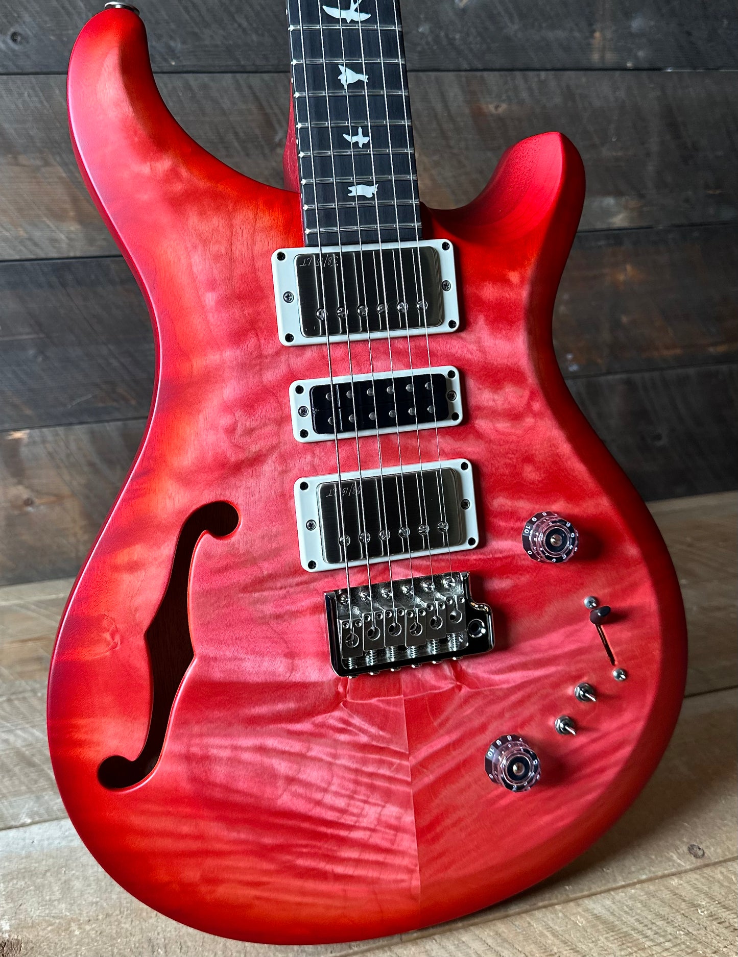 PRS S2 Wood Library Special Semi-Hollow  Quilted Top Satin Bonnie Pink Cherry Burst S2085515