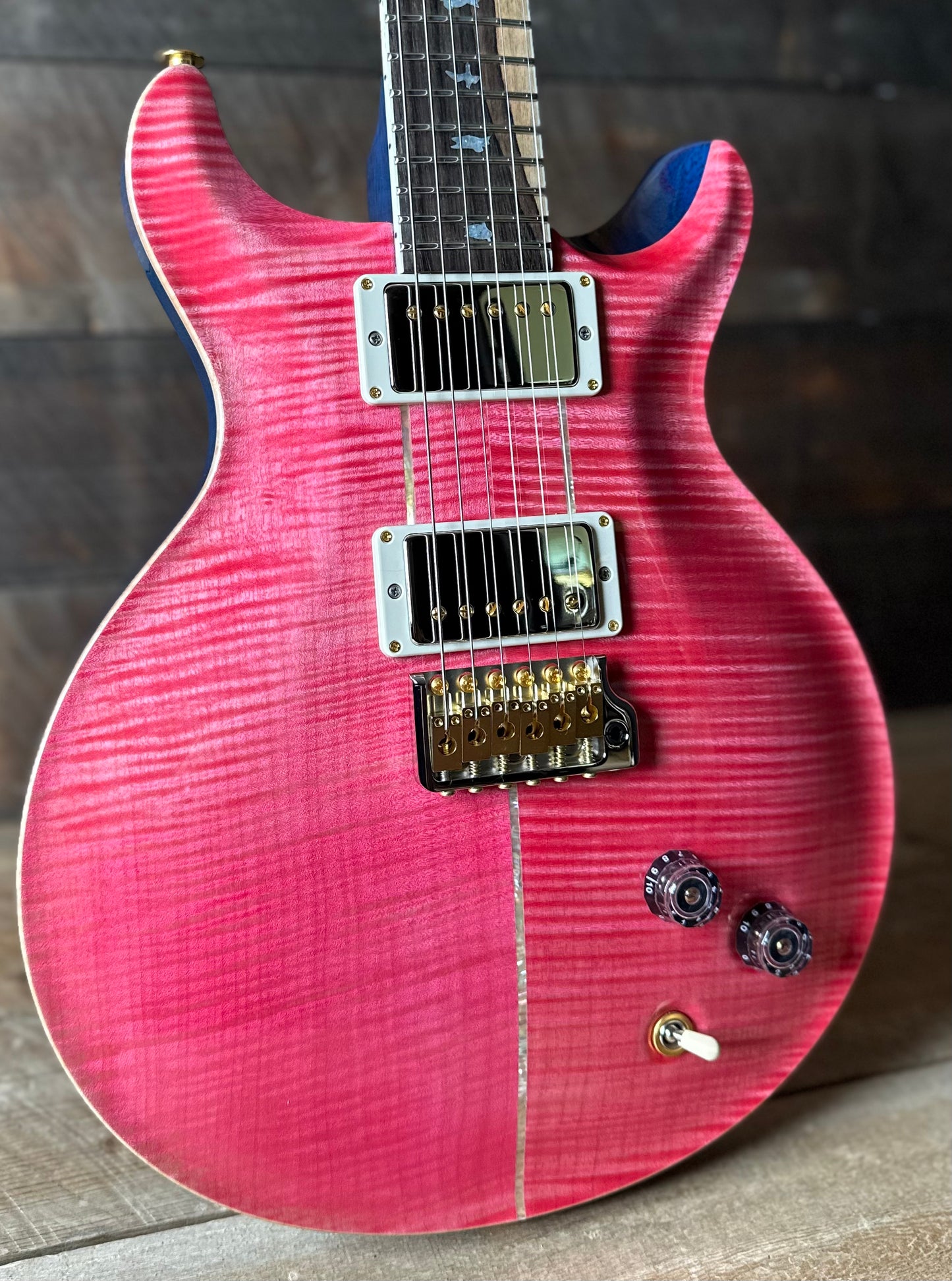 PRS Wood Library Santana Retro 10 Top, Korina Back & Neck, Ziricote FB!! - Bonnie Pink W/Blue Back! 418668