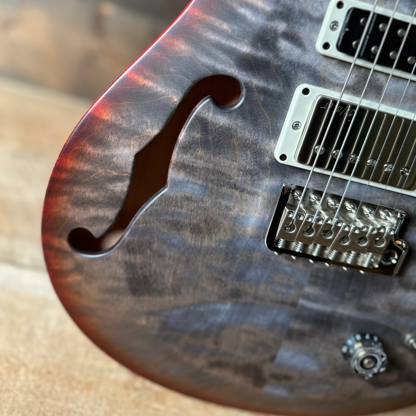 PRS S2 Wood Library Special Semi-Hollow Quilted Top - Satin Faded Grey Black Cherry Burst S2085241